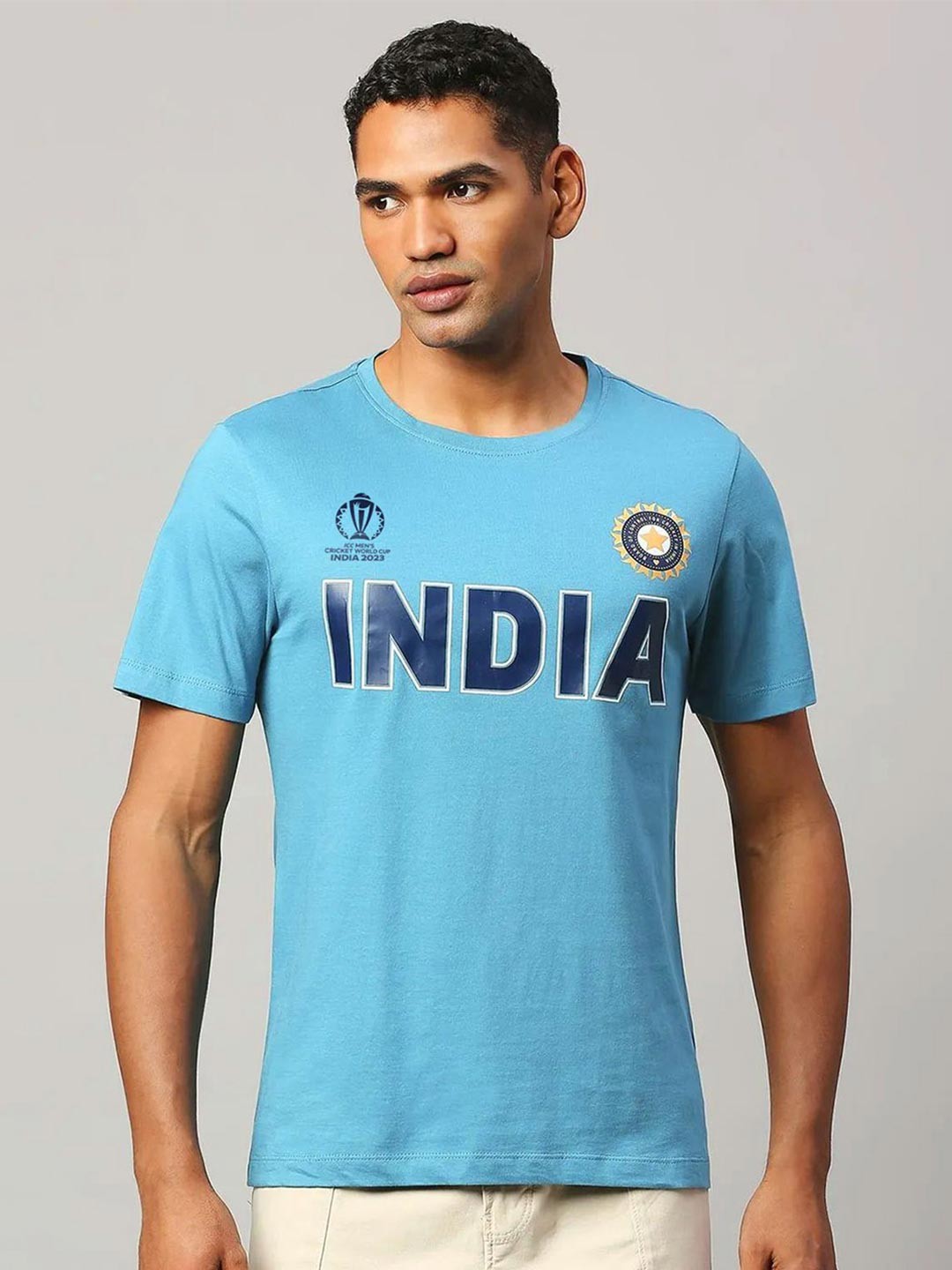 

FanCode Typography Printed Bio Finish Cotton Sports T-shirt, Blue
