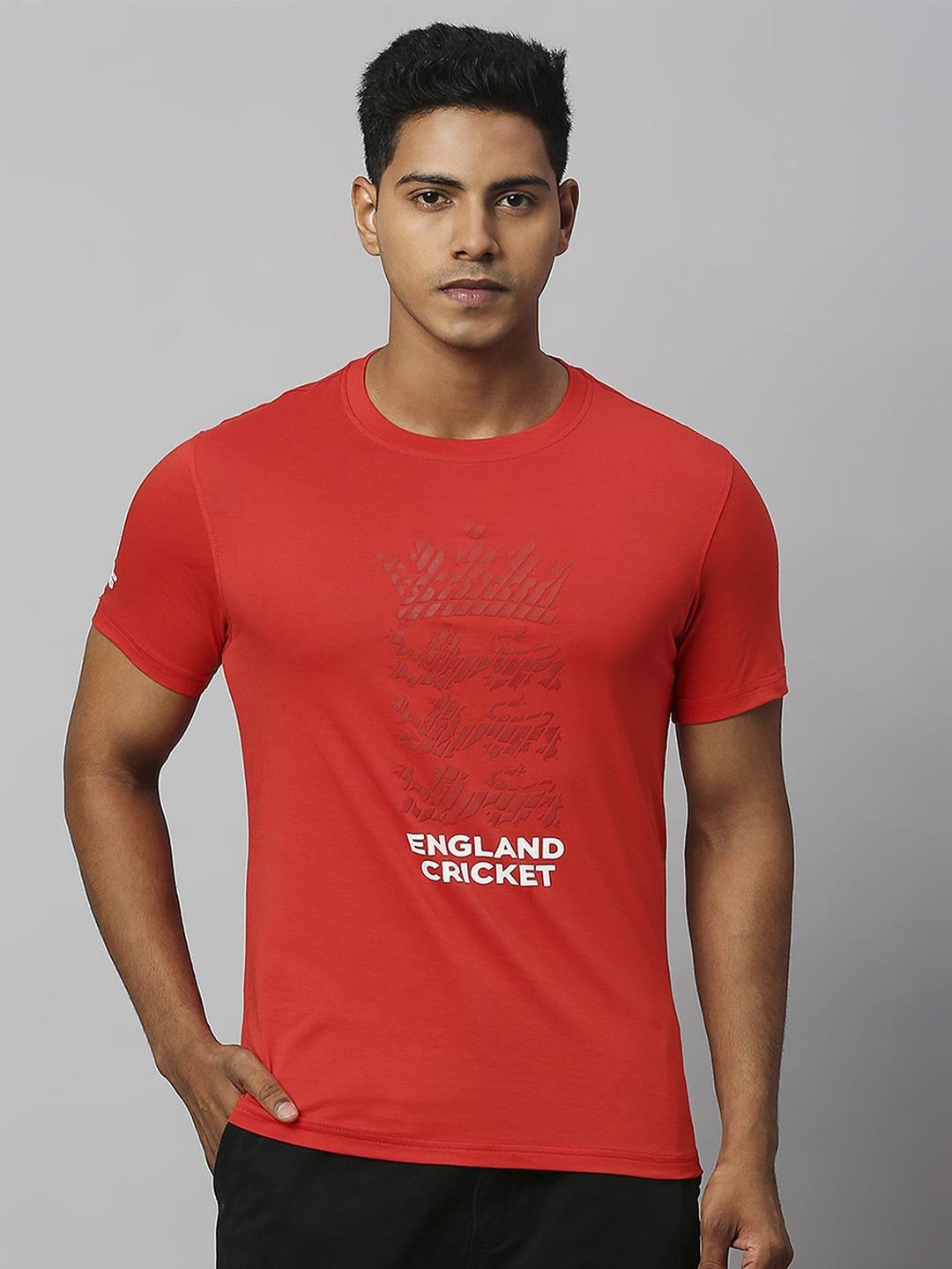 

FanCode Typography Printed Bio Finish Cotton Sports T-shirt, Red