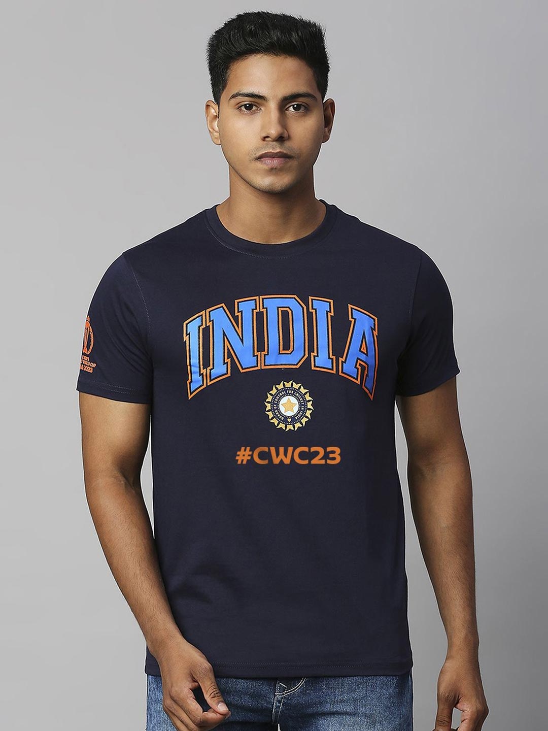 

FanCode Typography Printed Bio Finish Cotton Sports T-shirt, Navy blue