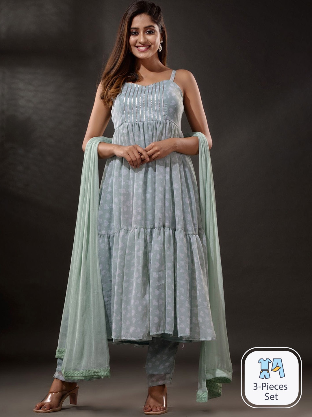

Disli Ethnic Motifs Printed Kurta with Trousers & With Dupatta, Blue