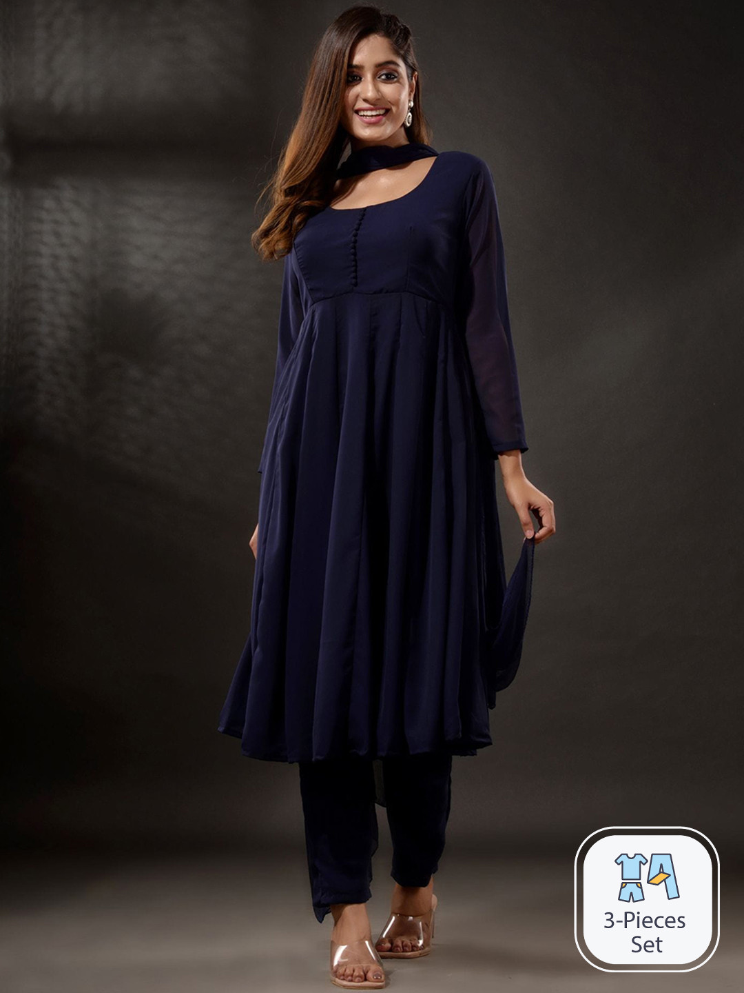 

Disli Anarkali Kurta & Trousers With Dupatta, Blue