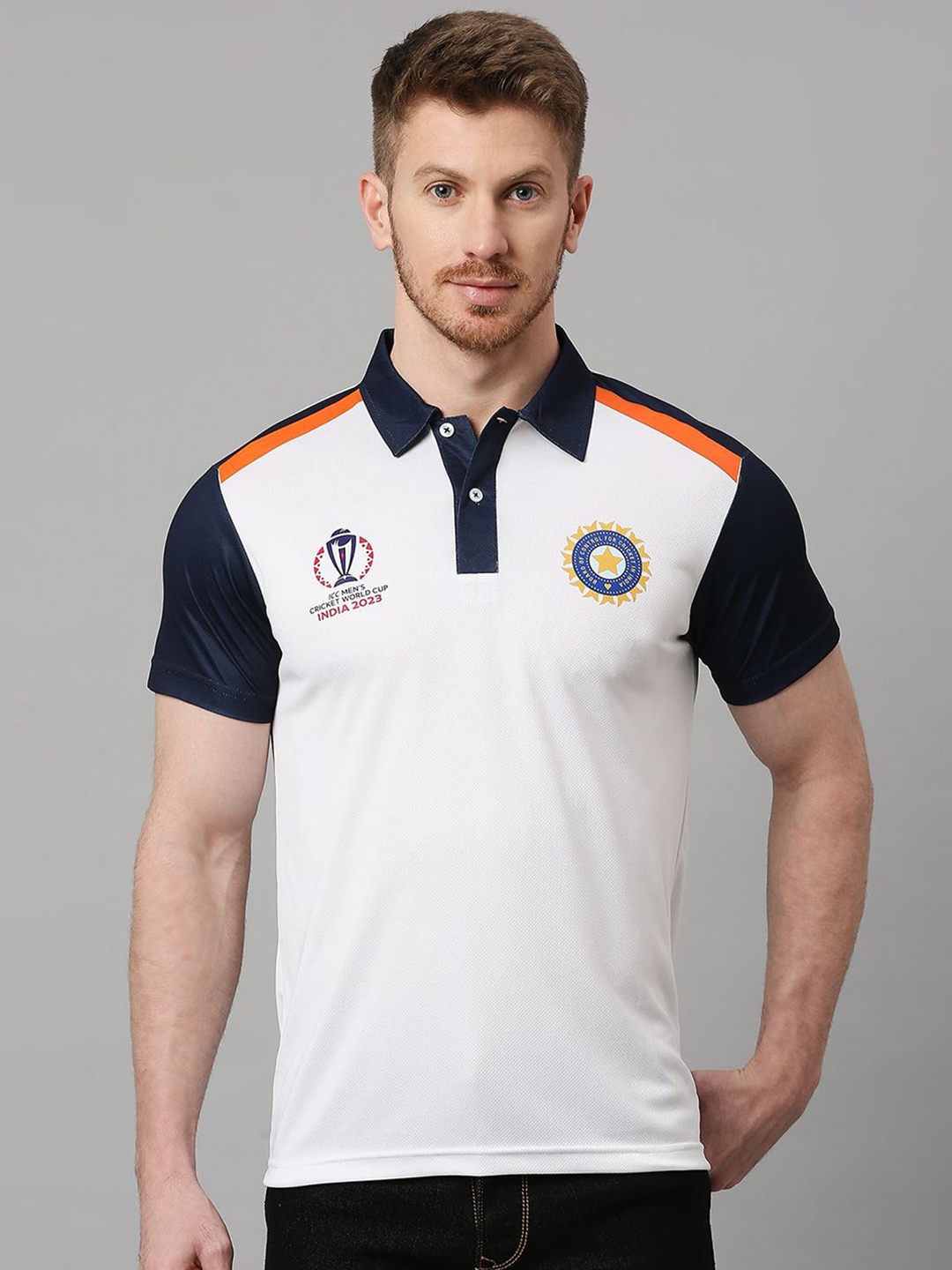

FanCode Sports & Team Jersey Printed Polo Collar Moisture Wicking T-shirt, White