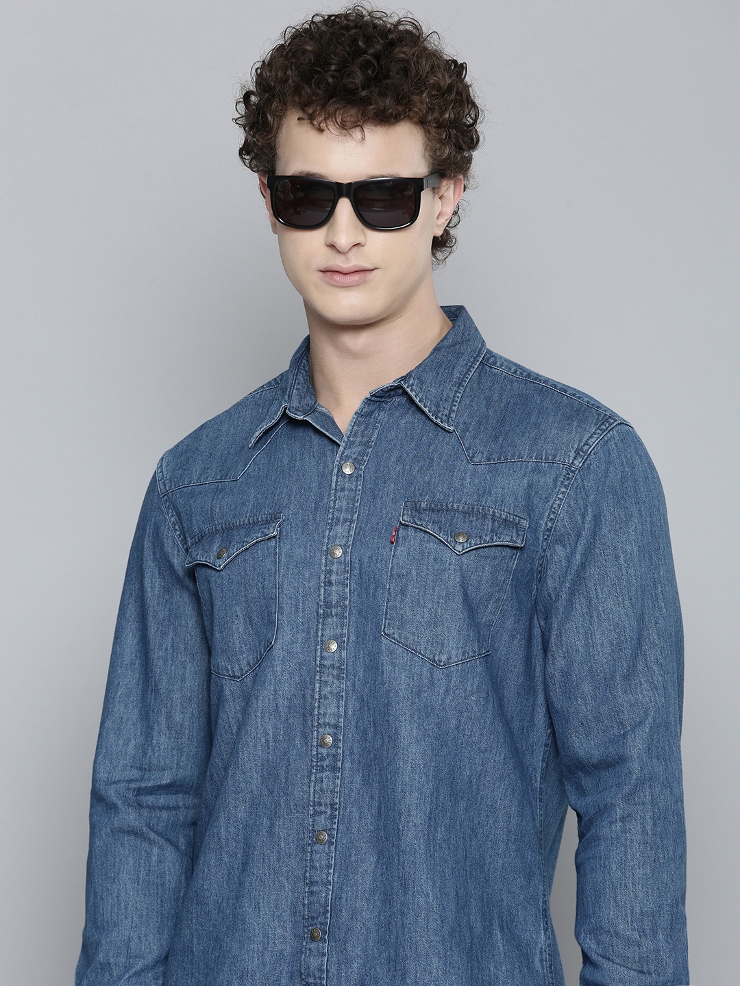 

Levis Men Blue Slim Fit Denim Pure Cotton Casual Shirt