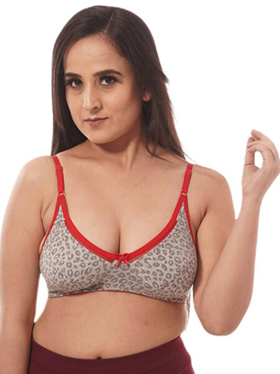 

Lulala Abstract Printed Full Coverage Non Padded Bra All Day Comfort, Red