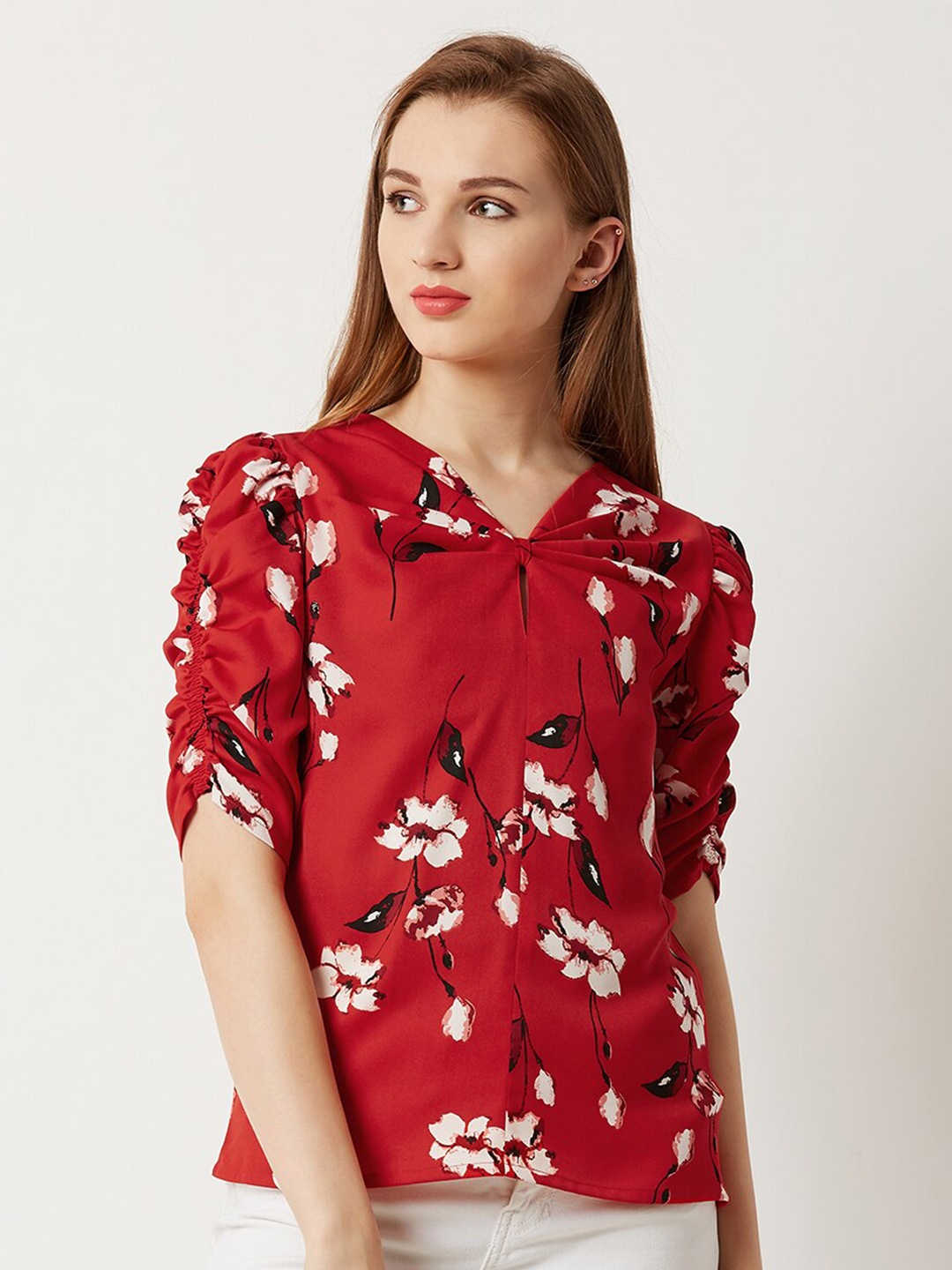 

Miss Chase Floral Printed Puff Sleeve Top, Red