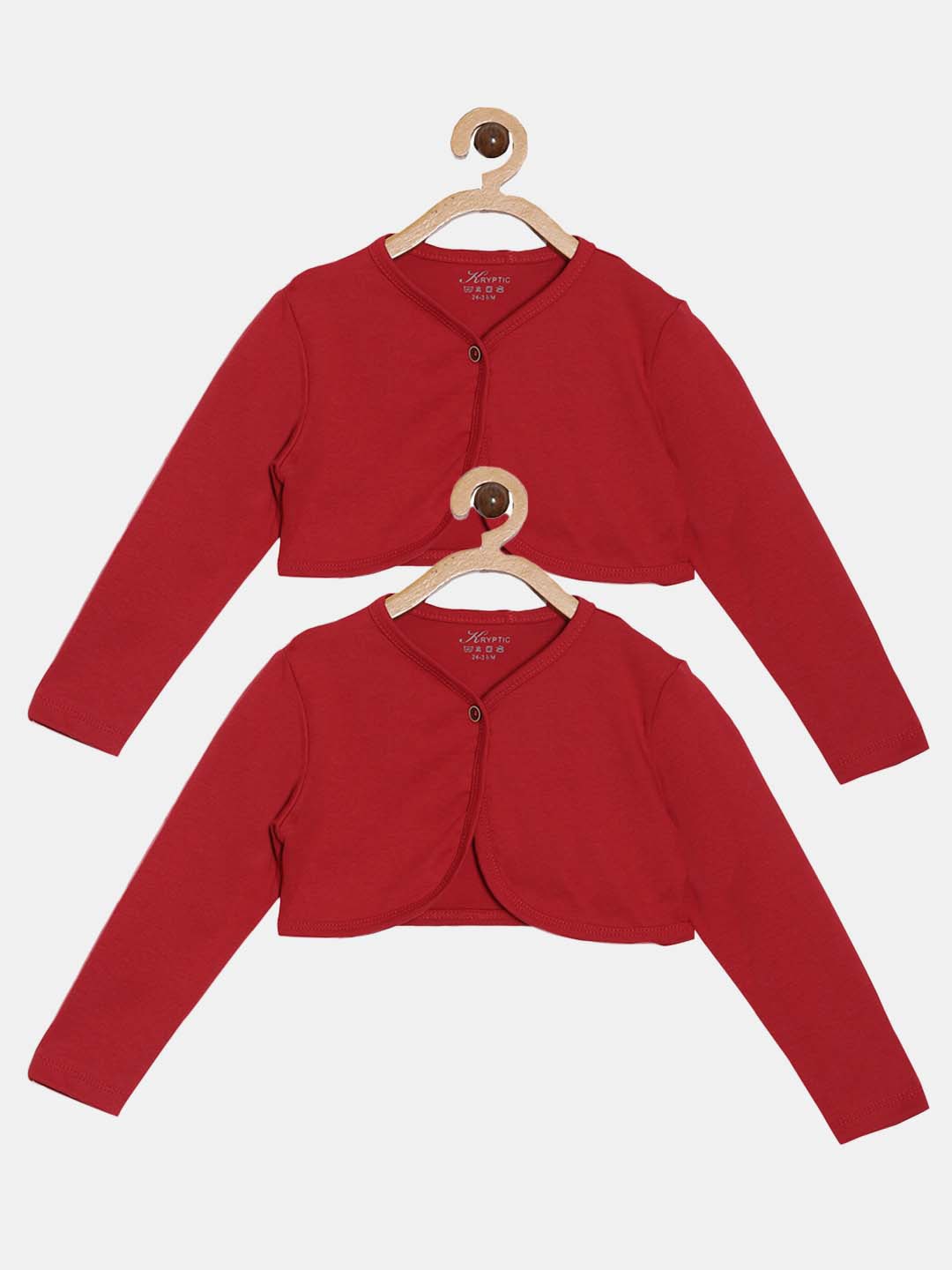 

Kryptic Infants Girls Pack Of 2 Pure Cotton Crop Shrugs, Red