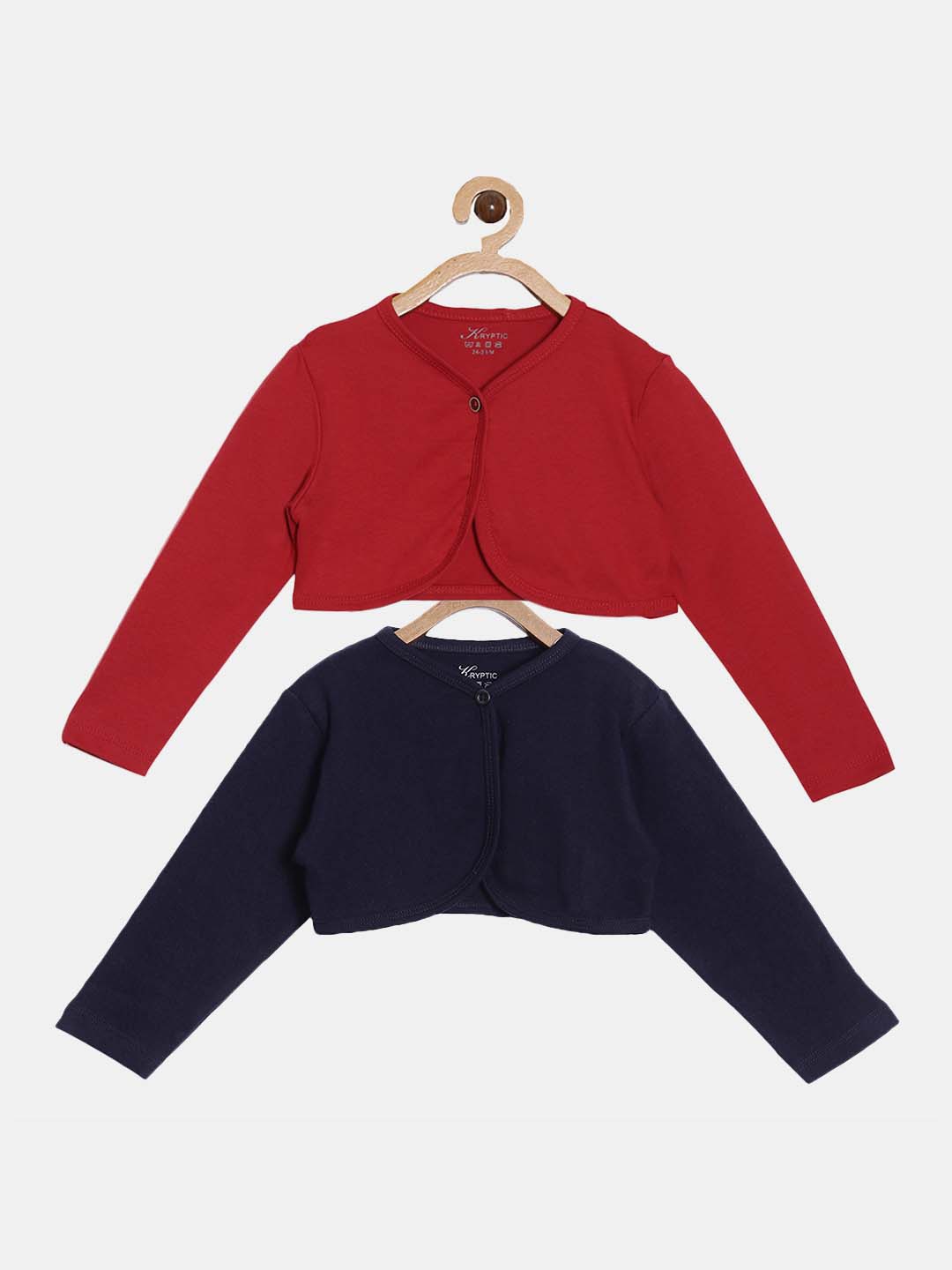 

Kryptic Infants Girls Pack Of 2 Pure Cotton Crop Shrugs, Red