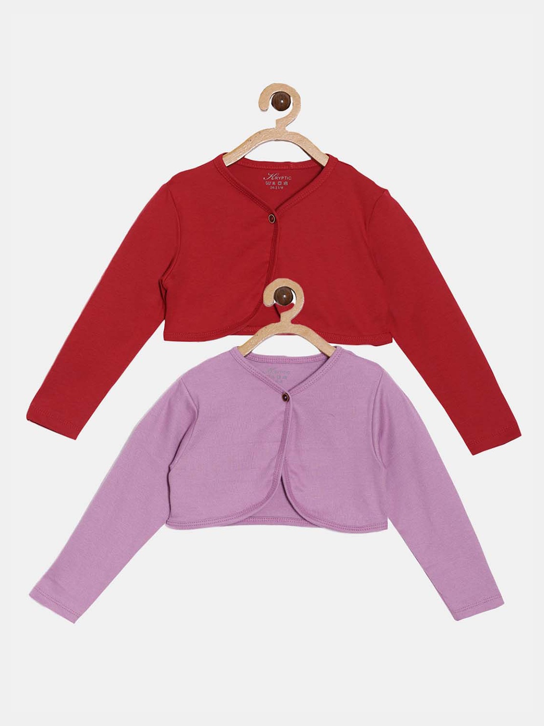 

Kryptic Infants Girls Pack Of 2 Pure Cotton Crop Shrugs, Red