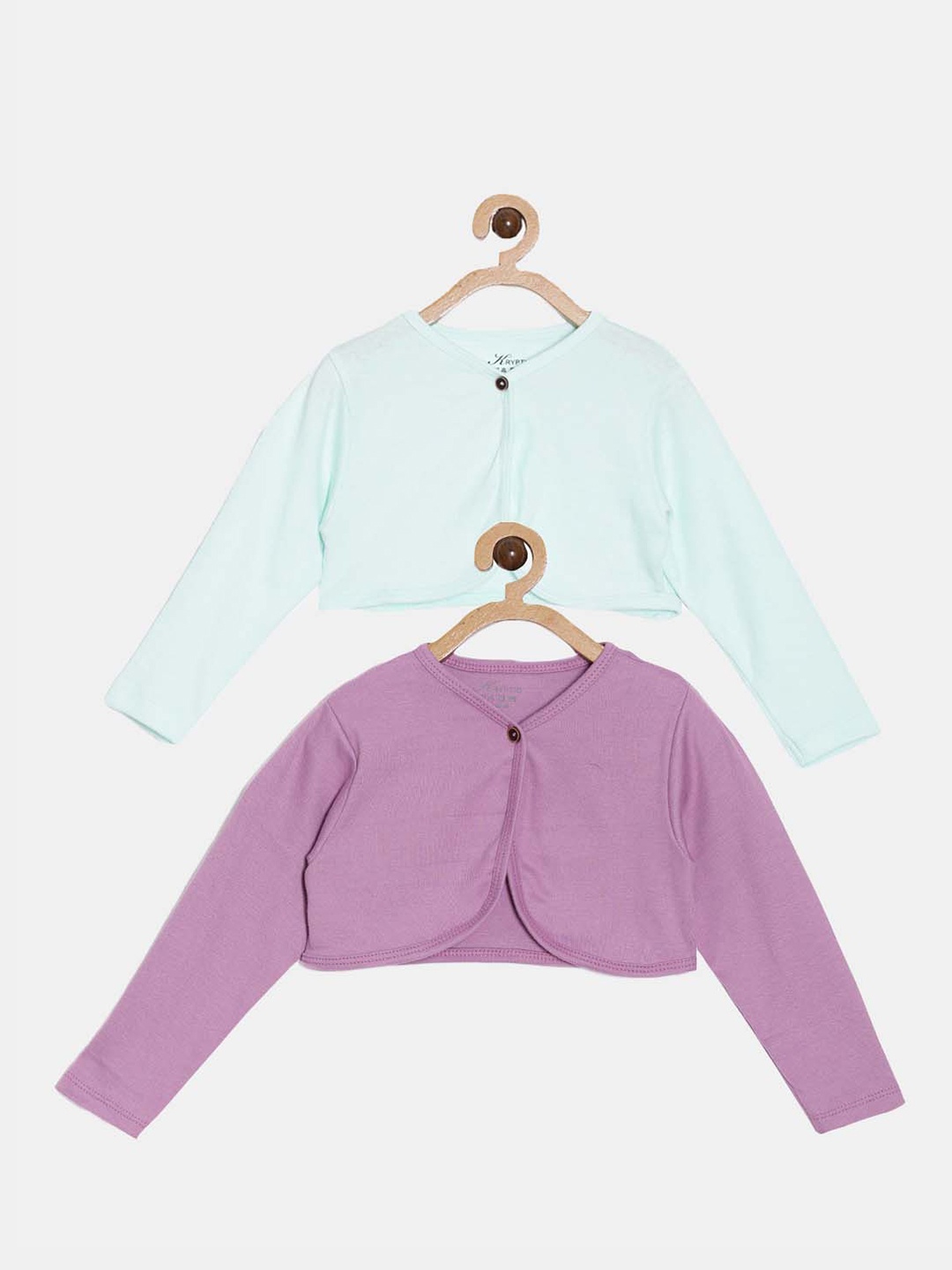 

Kryptic Girls Pack Of 2 V-Neck Crop Cotton Shrug, Purple