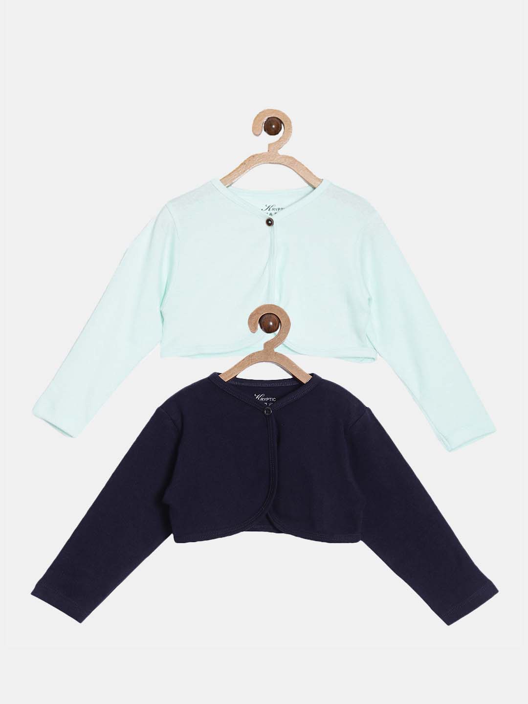 

Kryptic Infants Girls Pack Of 2 Pure Cotton Crop Shrugs, Navy blue