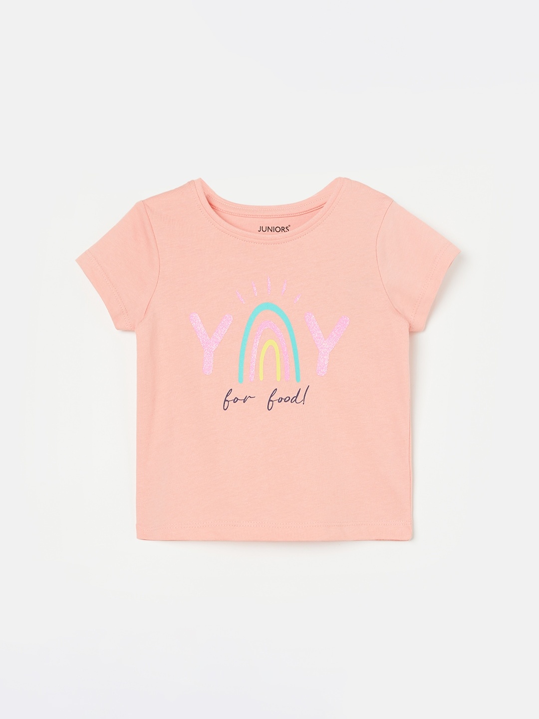 

Juniors by Lifestyle Girls Typography Printed Pure Cotton T-shirt, Peach