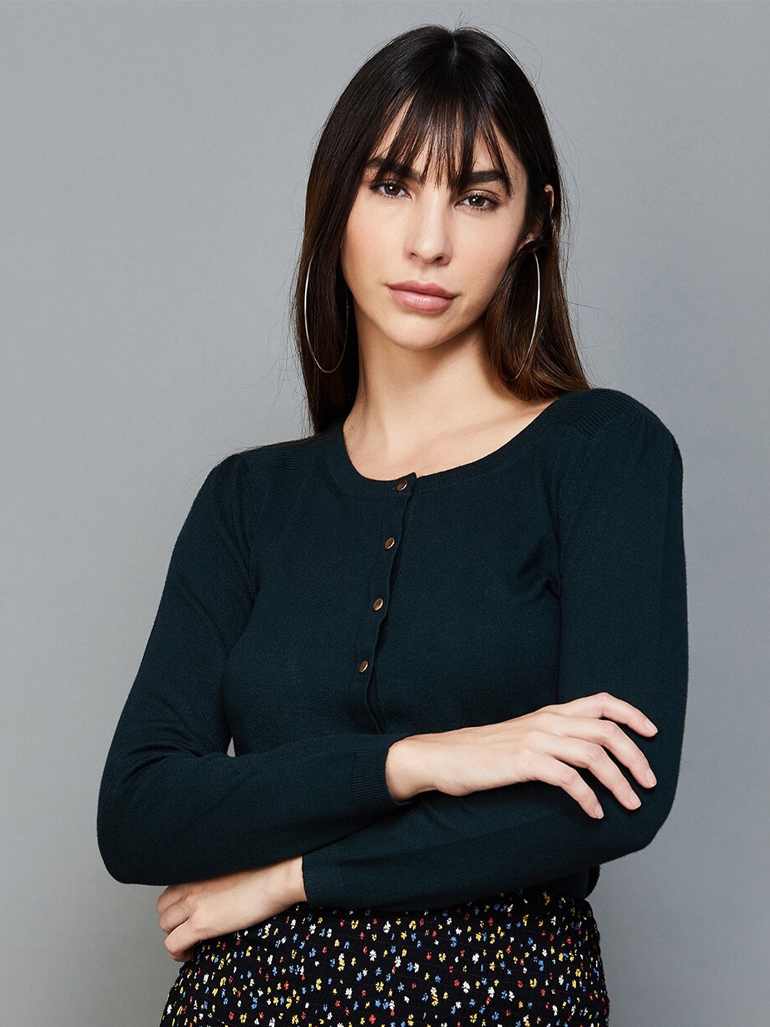 

CODE by Lifestyle Round Neck Regular Top, Green