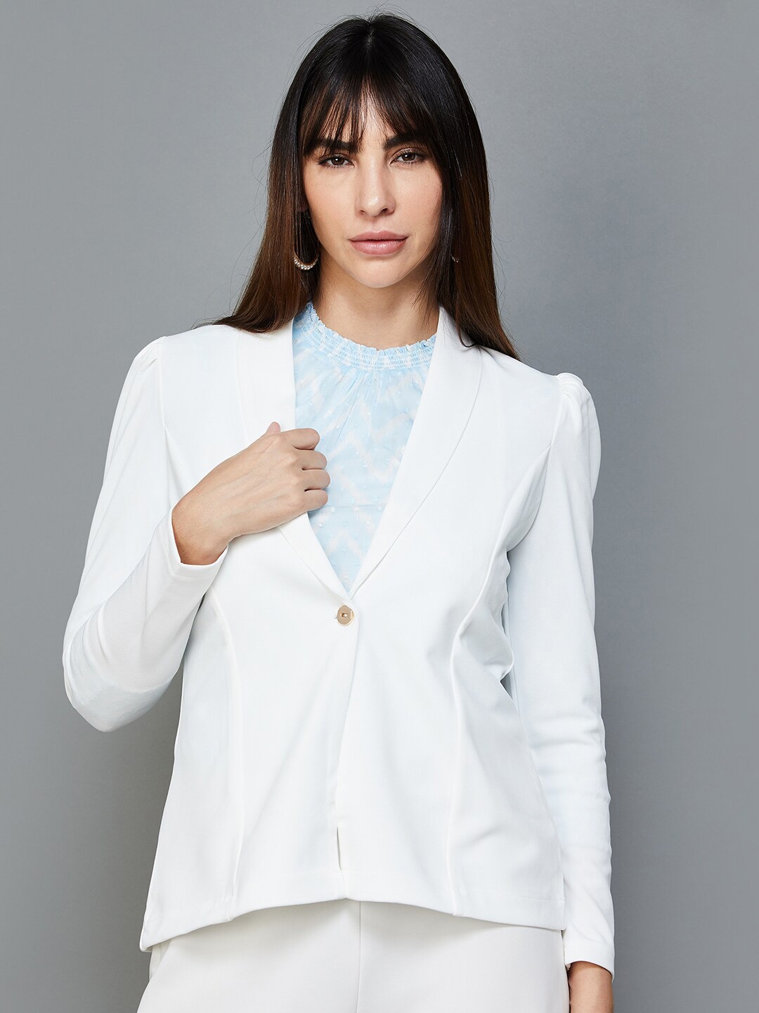 

CODE by Lifestyle Shawl Collar Single Breasted Blazer, White