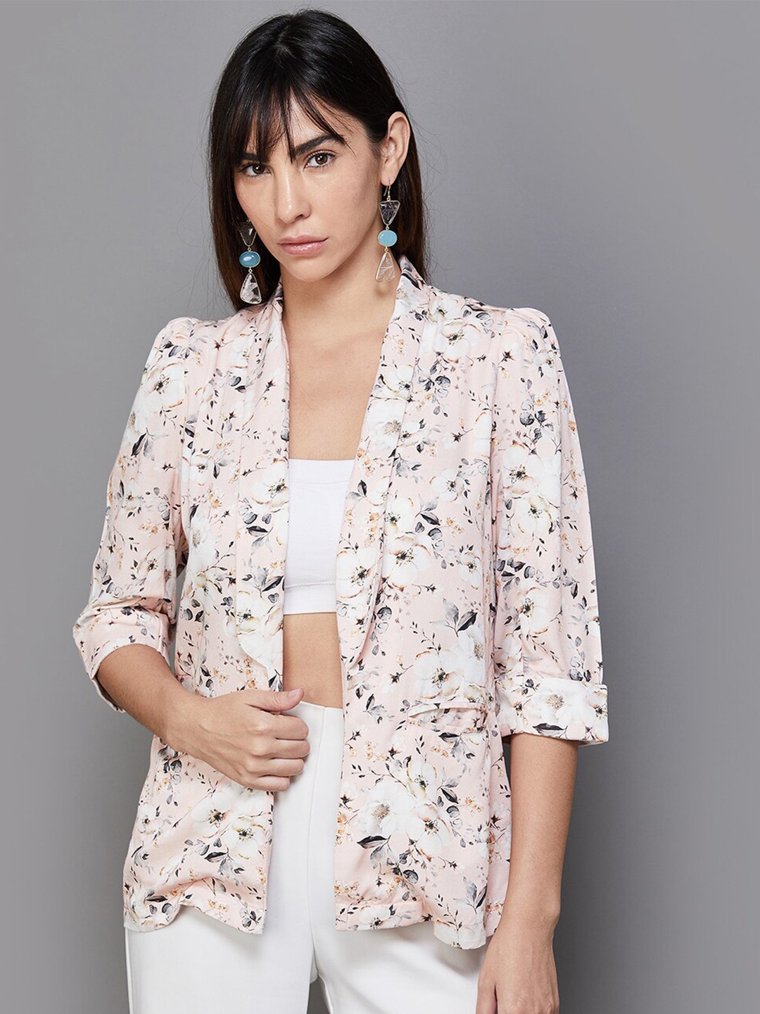 

CODE by Lifestyle Floral Printed Shrug, Pink