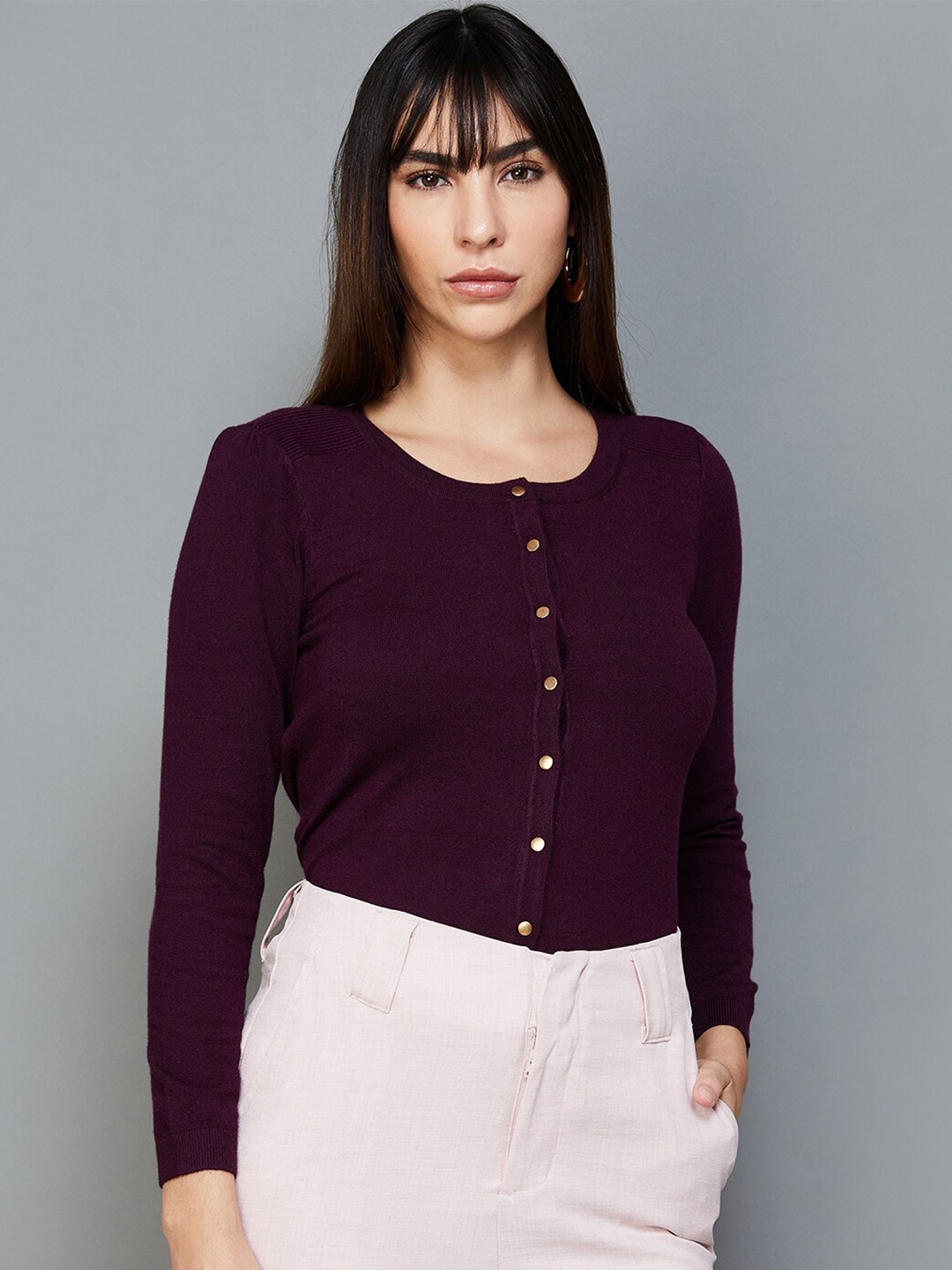 

CODE by Lifestyle Round Neck Regular Top, Purple