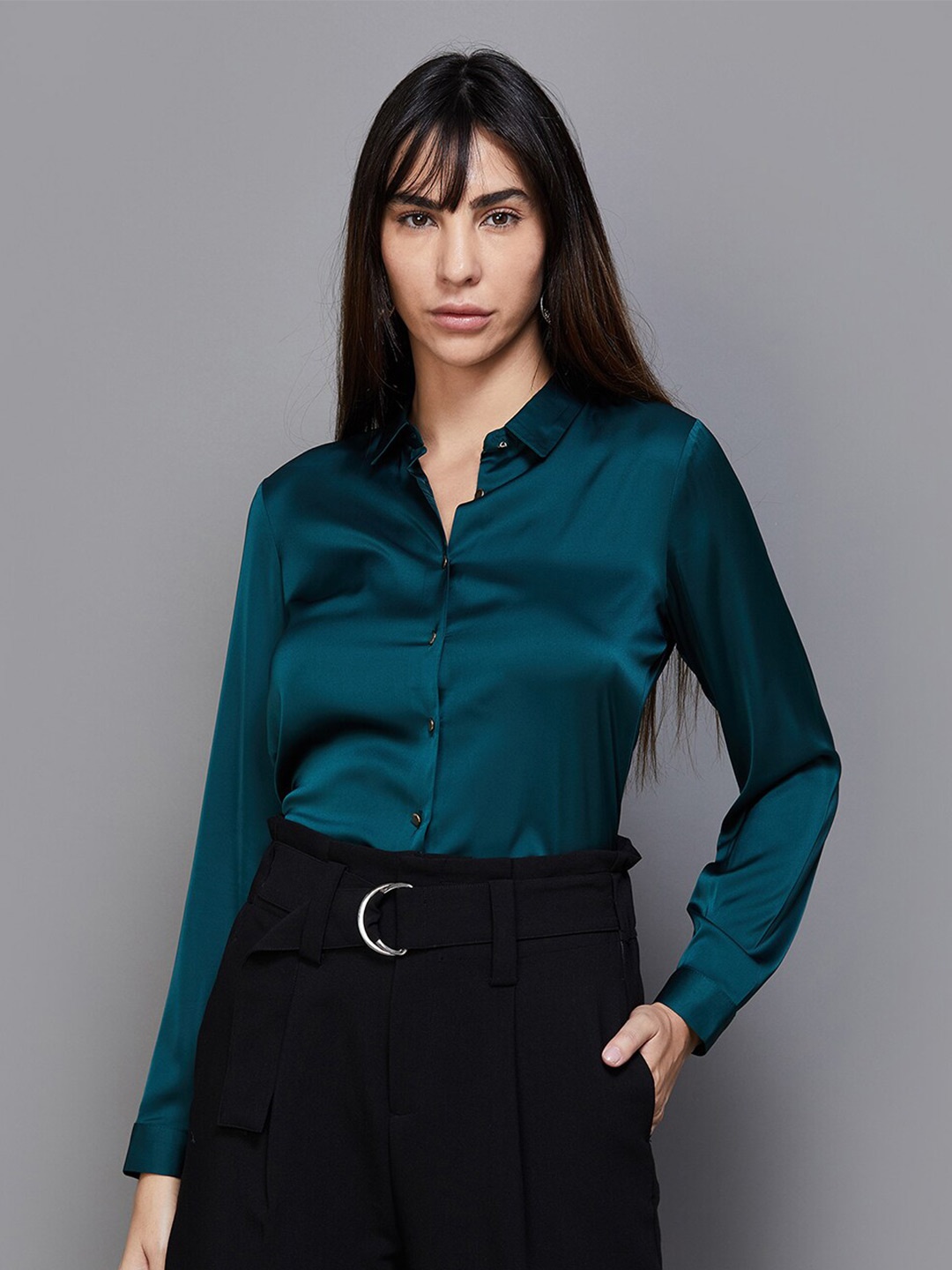 

CODE by Lifestyle Spread Collar Long Sleeves Casual Shirt, Green