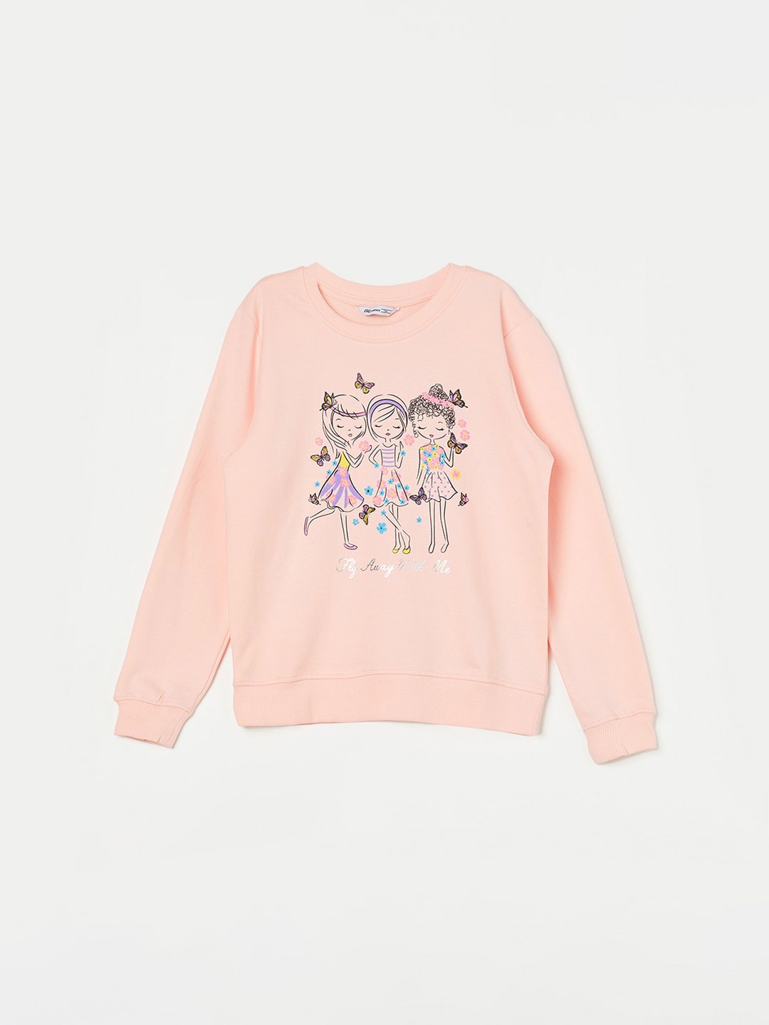 

Fame Forever by Lifestyle Girls Graphic Printed Pure Cotton Pullover, Peach