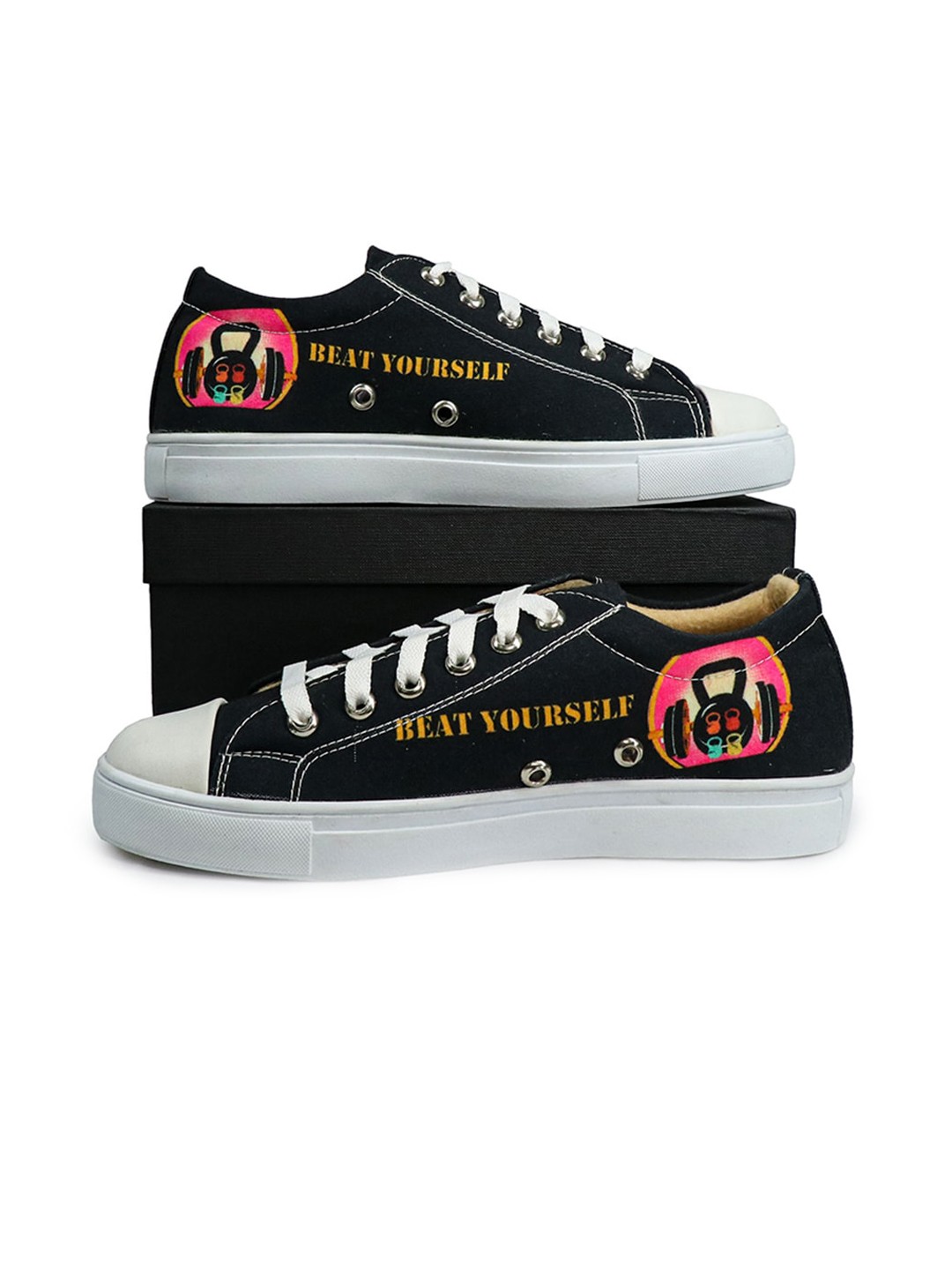 

KobSook Men Printed High-Top Sneakers, Black