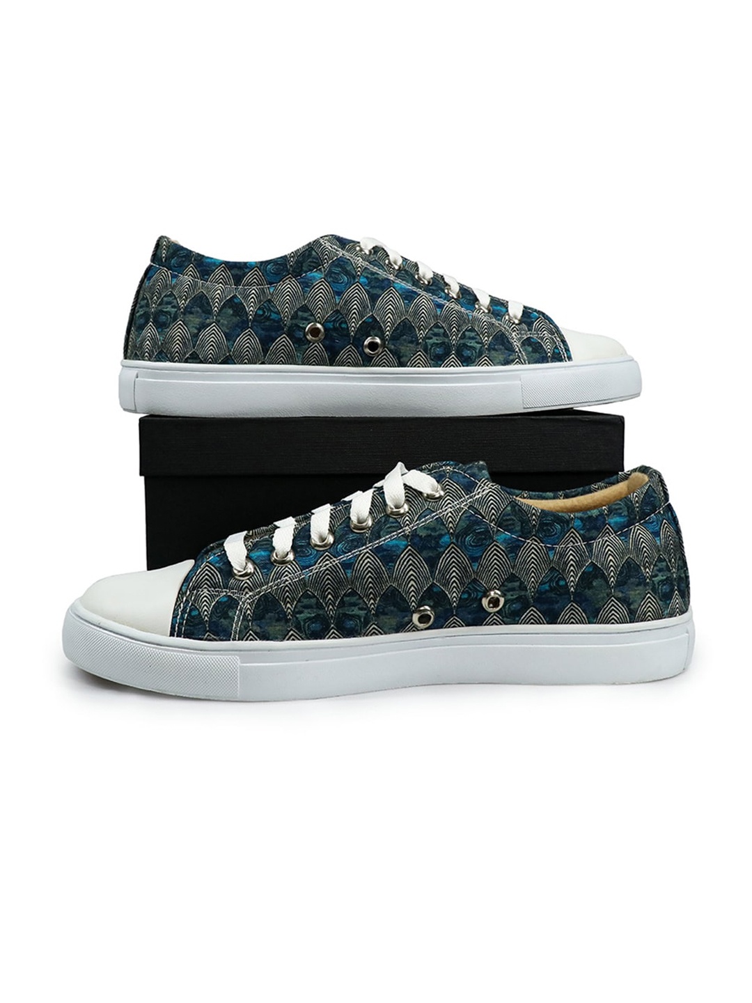 

KobSook Men Printed Lace-Up Sneakers, Navy blue