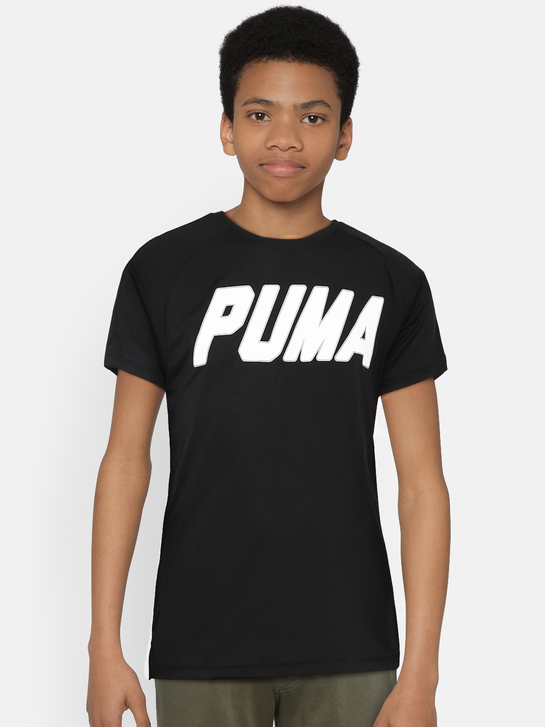 

Puma Boys Black Gym Graphic Printed Round Neck T-shirt