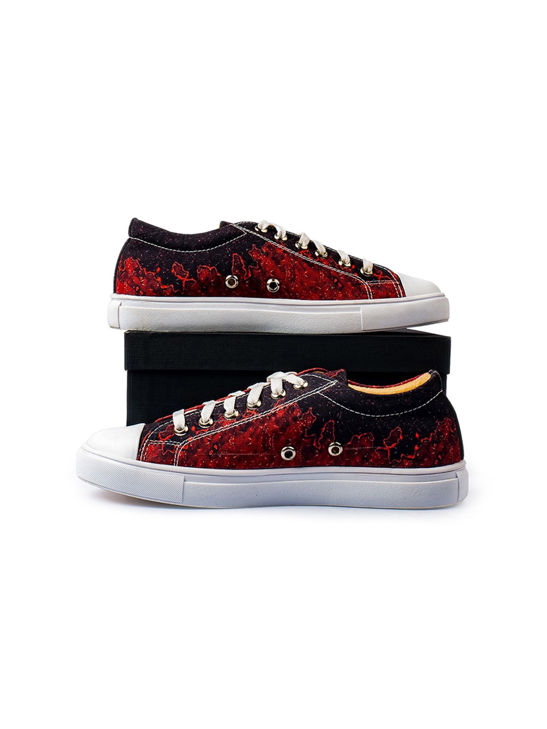 

KobSook Men Printed Canvas Sneakers, Red