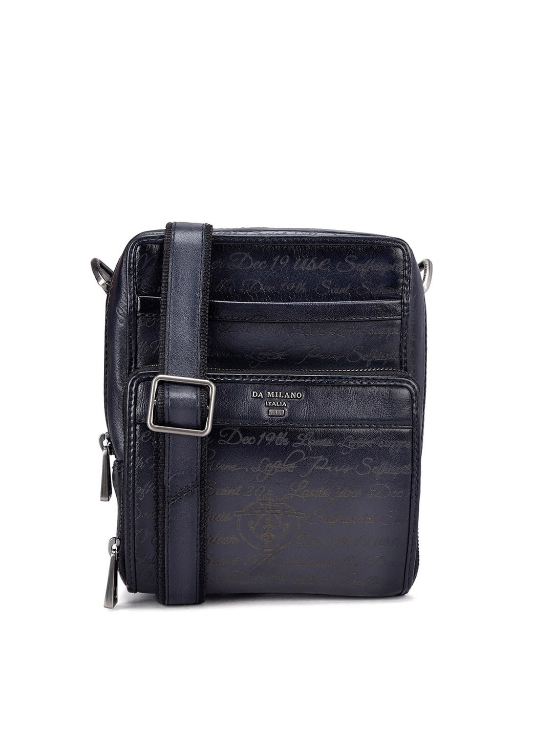 

Da Milano Textured Leather Structured Sling Bag, Grey