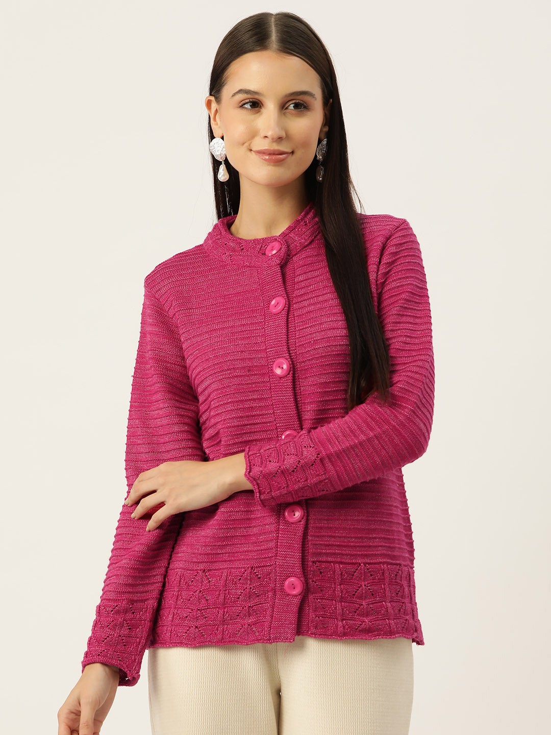 

American Eye Women Solid Cardigan, Pink