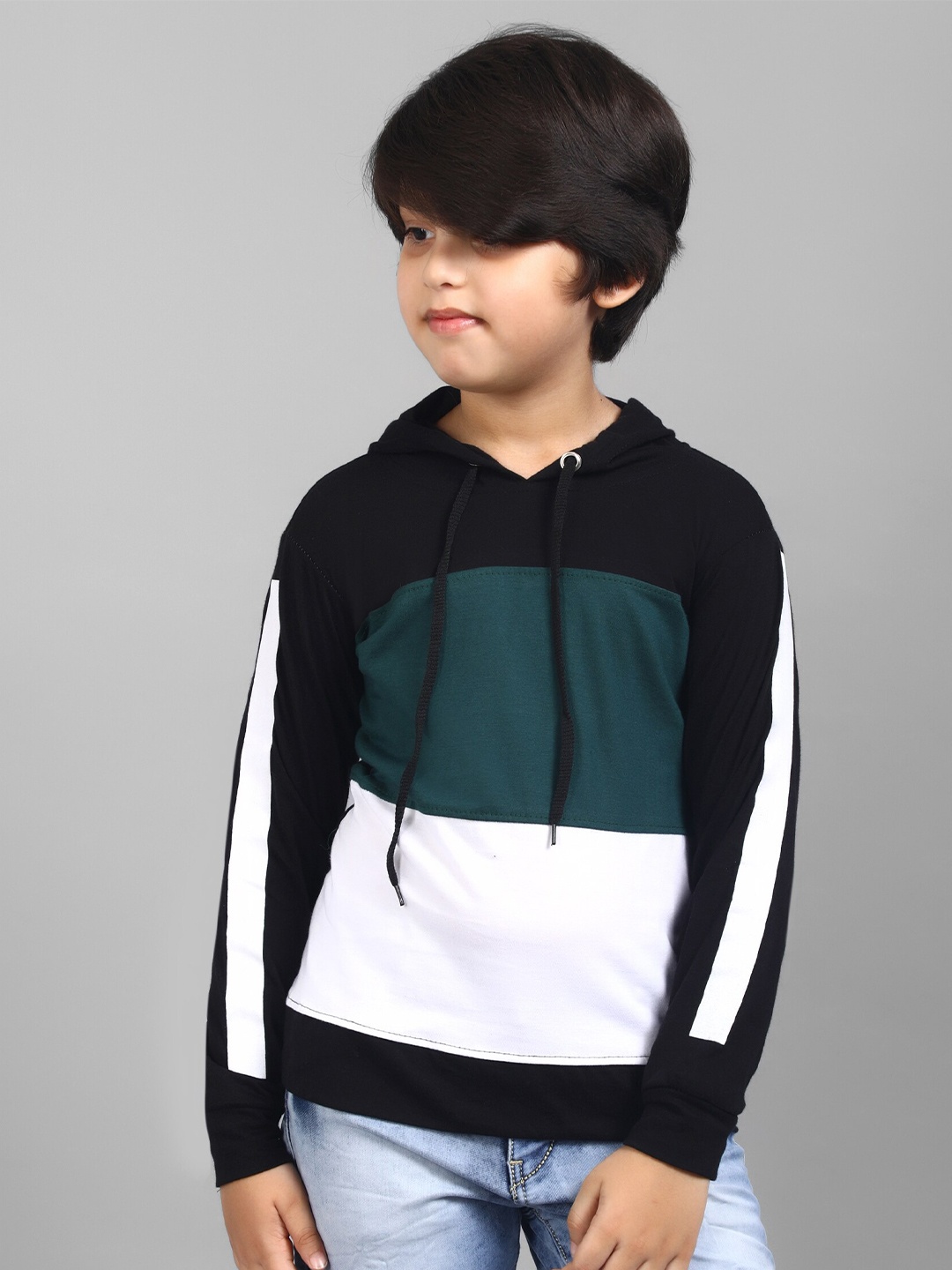

Nick and Jones Kids Colourblocked Hood Neck Pure Cotton Regular T-shirt, Green