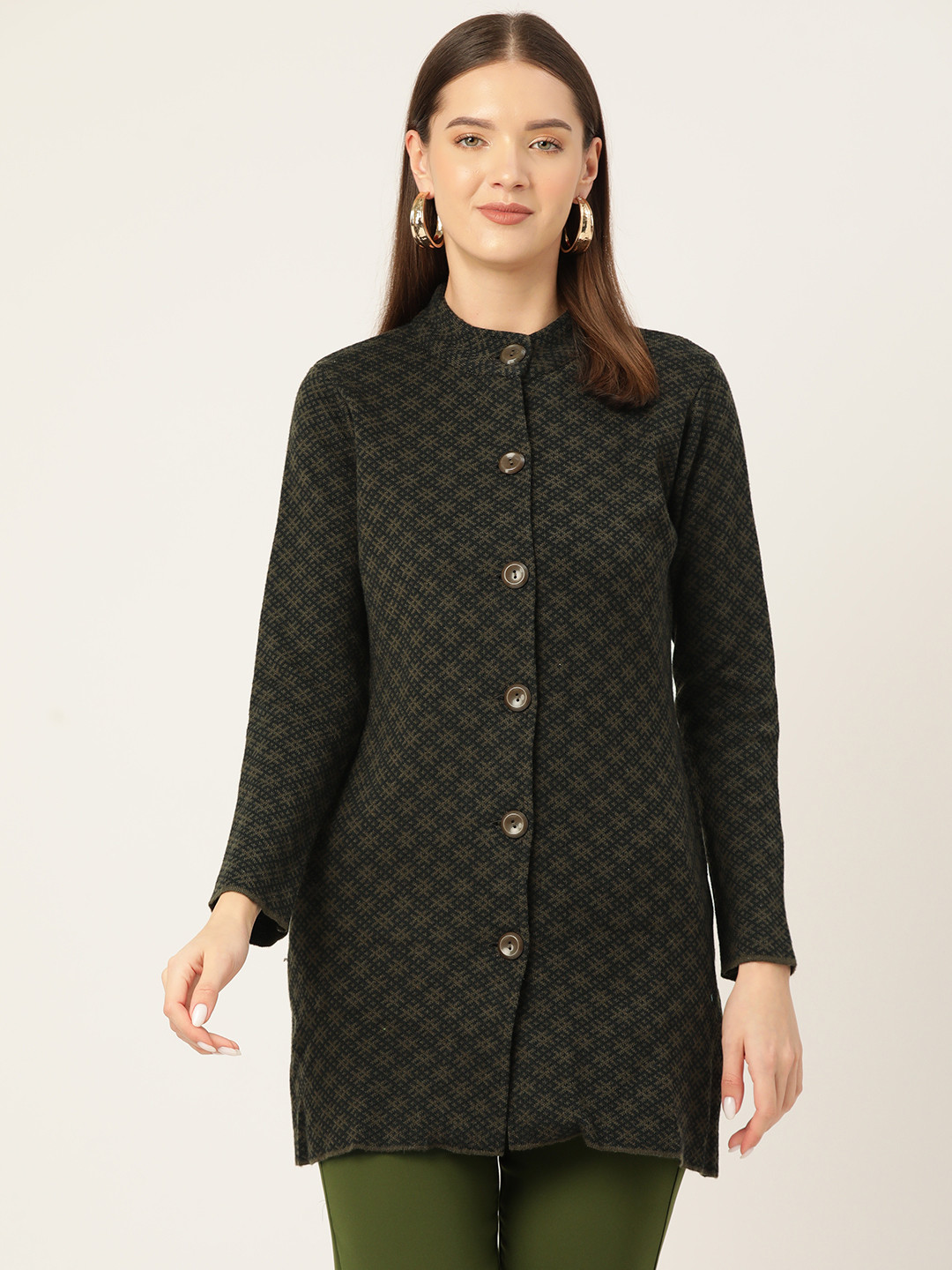 

American Eye Women Longline Cardigan, Olive