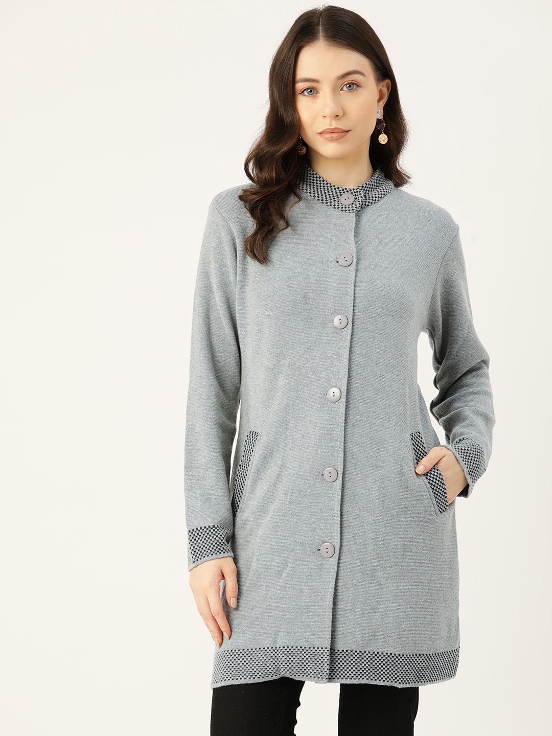 

American Eye Acrylic Longline Cardigan, Grey