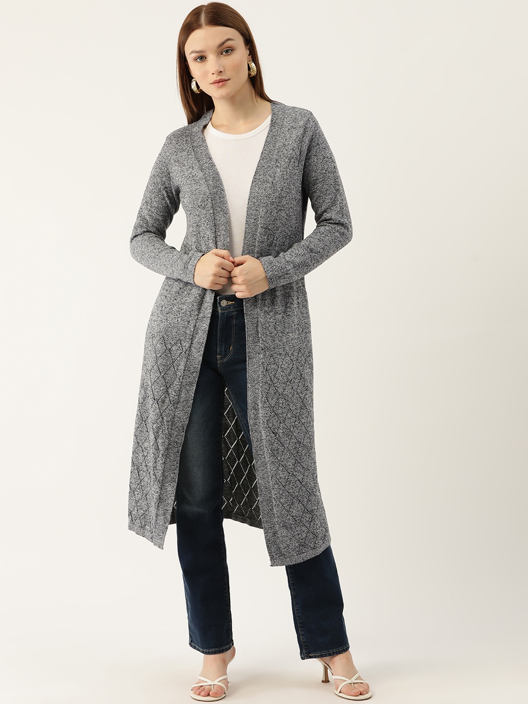 

American Eye Longline Self Designed Shrug, Grey melange