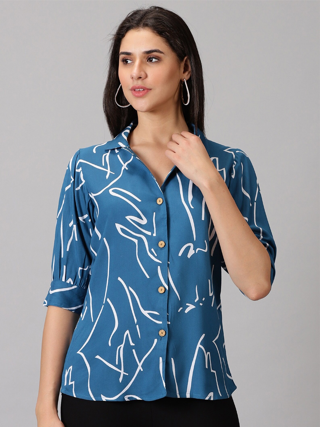 

DK FAB Standard Abstract Printed Casual Shirt, Blue