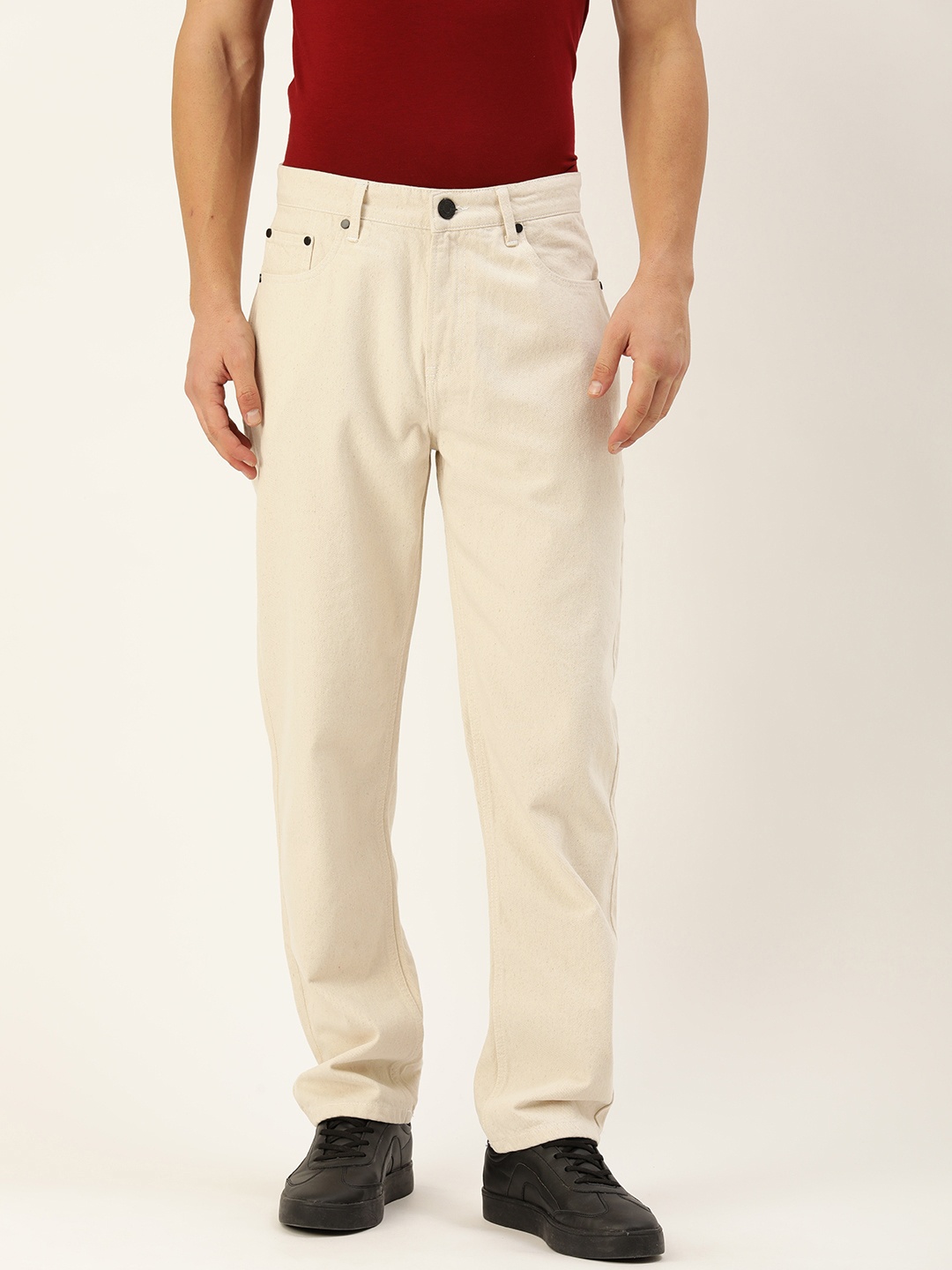 

Bene Kleed Men Pure Cotton Mid-Rise Straight Fit Jeans, Beige