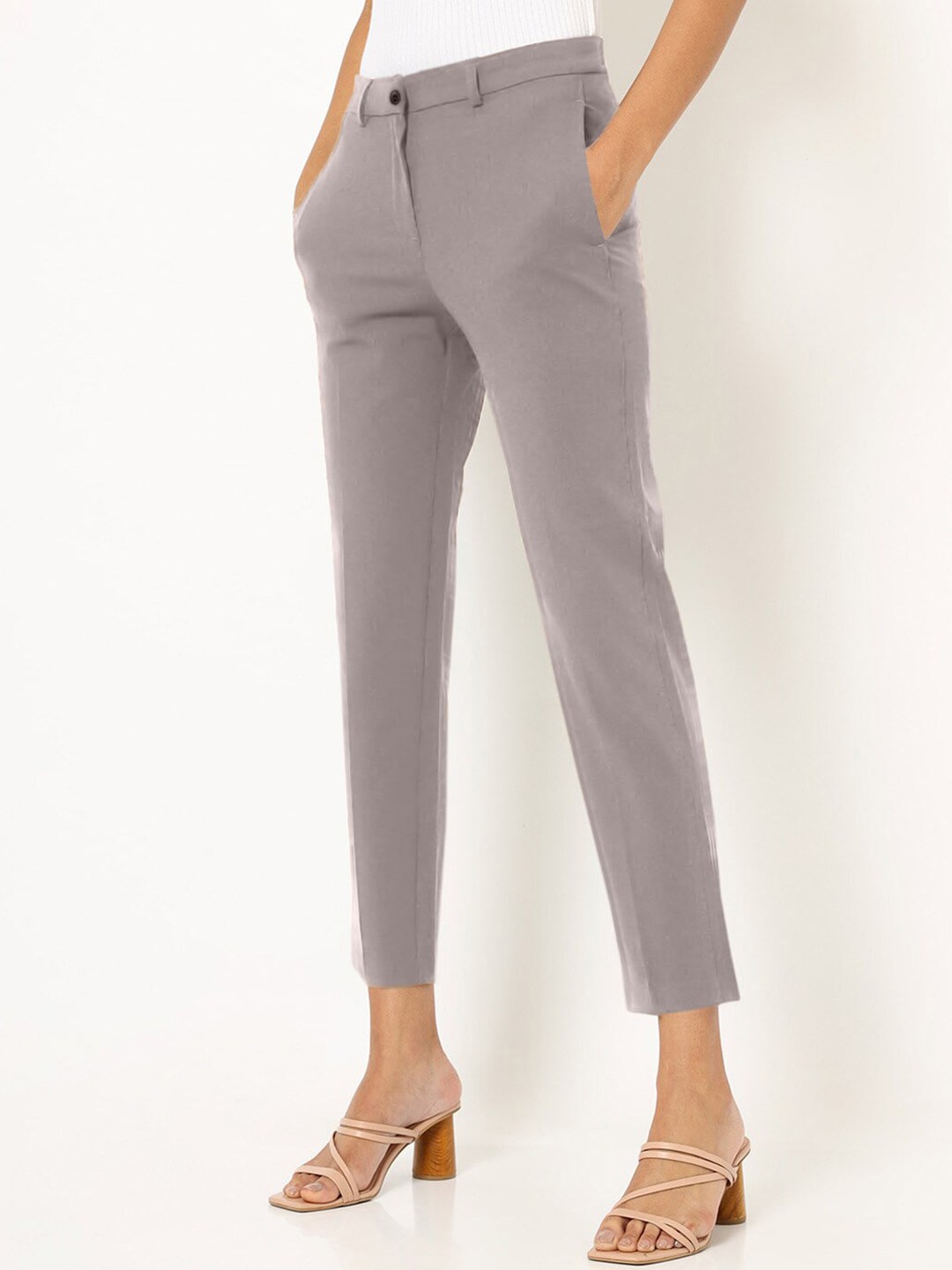 

LEE TEX Women Relaxed Straight Leg High-Rise Formal Trousers, Grey