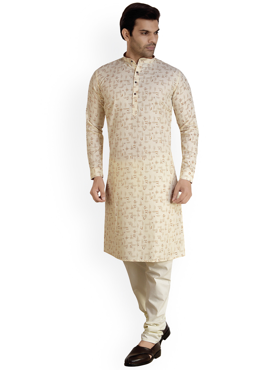 

ARRUGA Floral Printed Regular Kurta With Pyjamas, Off white