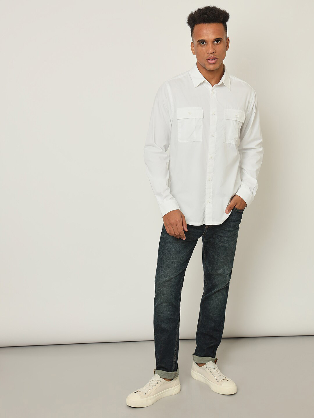 

Lee Classic Casual Spread Collar Cotton Shirt, White