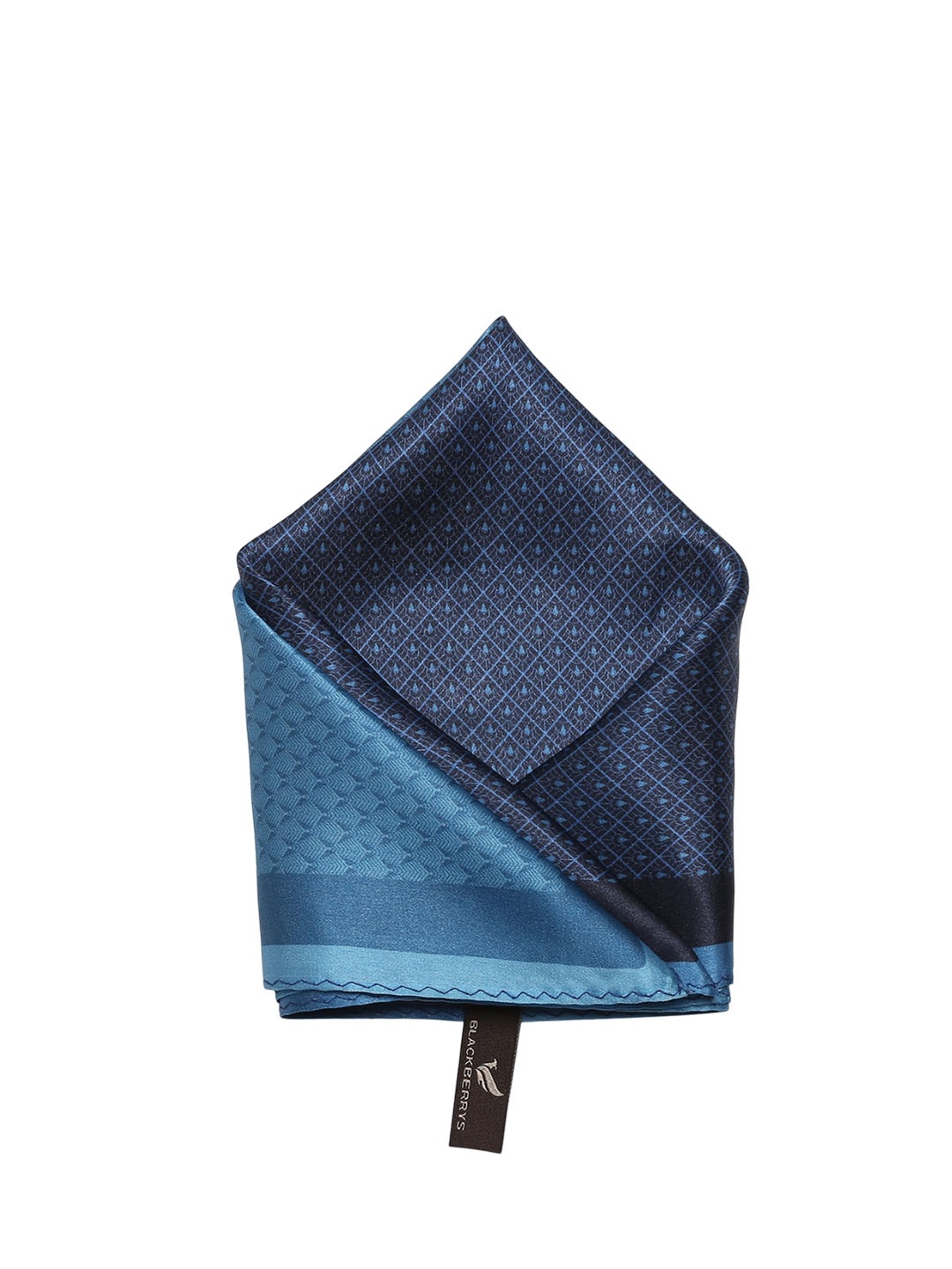 

Blackberrys Printed Silk Pocket Squares, Navy blue