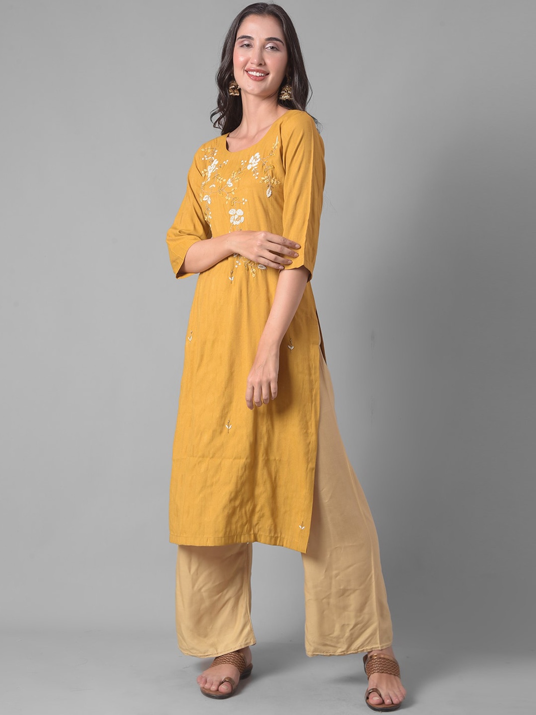 

Dollar Missy Ethnic Motifs Yoke Design Thread Work Beads Detail Kurta, Yellow