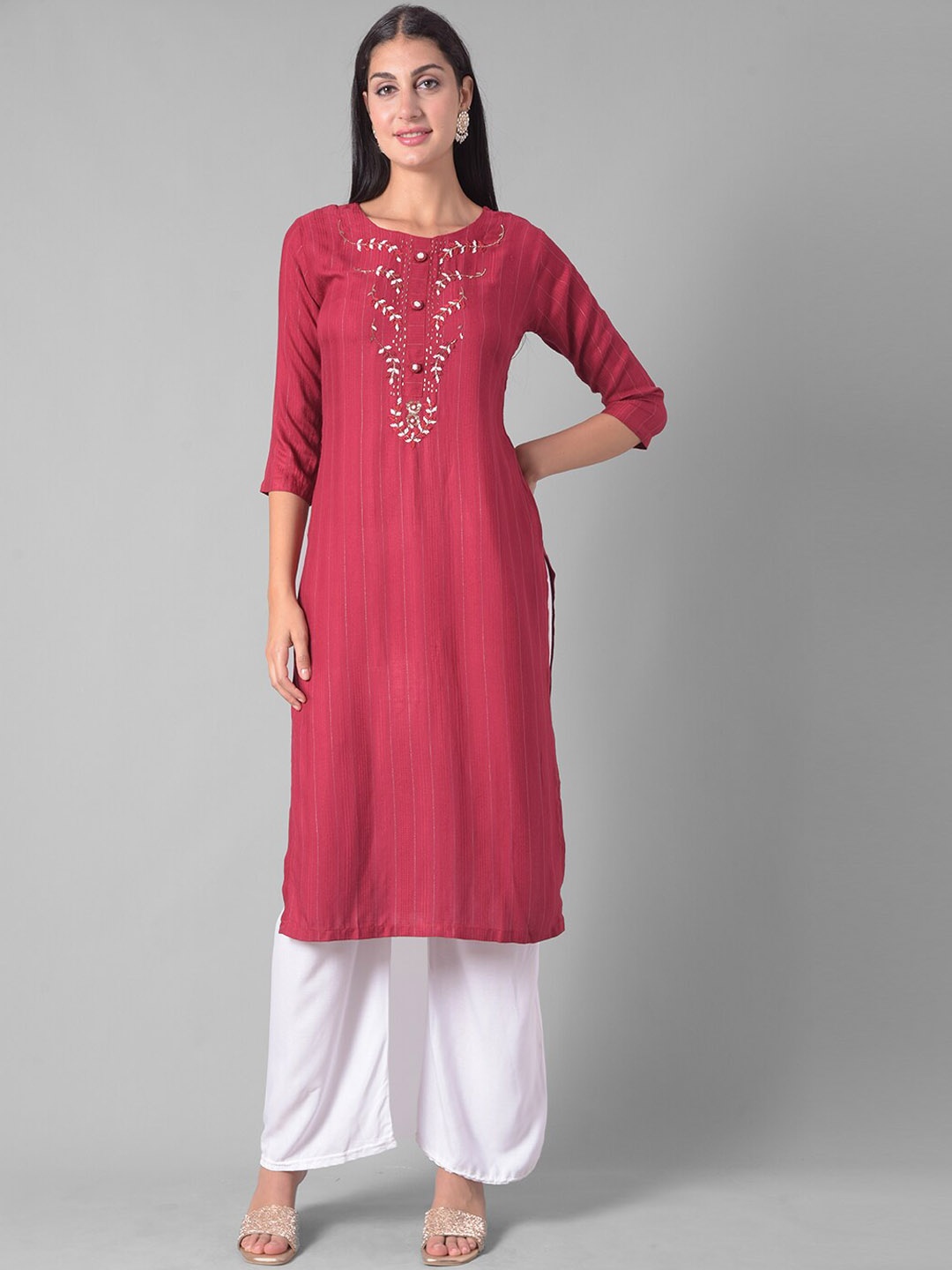 

Dollar Missy Embellished Yoke Design Beads & Stones Kurta, Pink