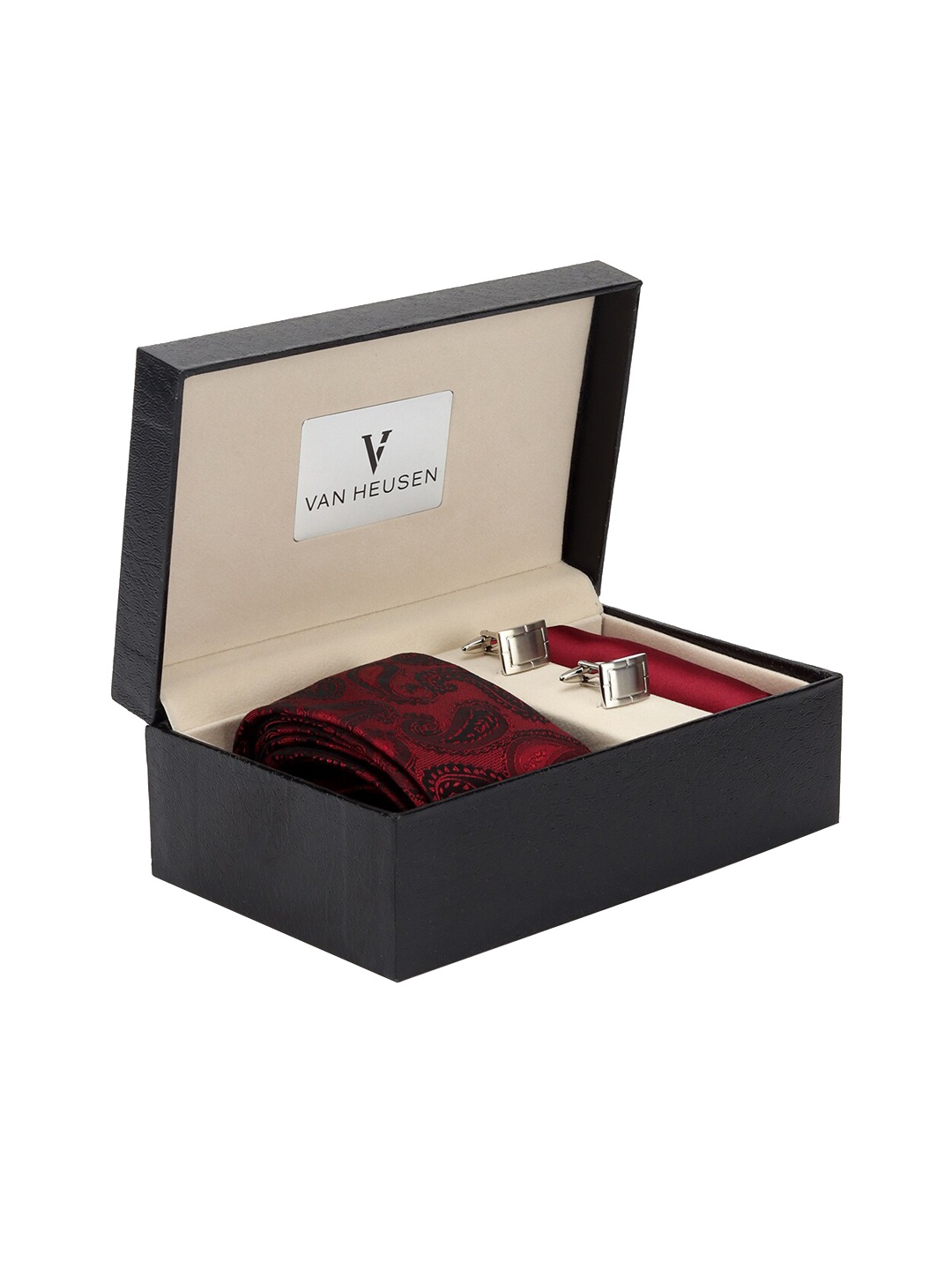 

Van Heusen Men Tie Pocket Square And Cufflink Accessory Gift Set, Maroon