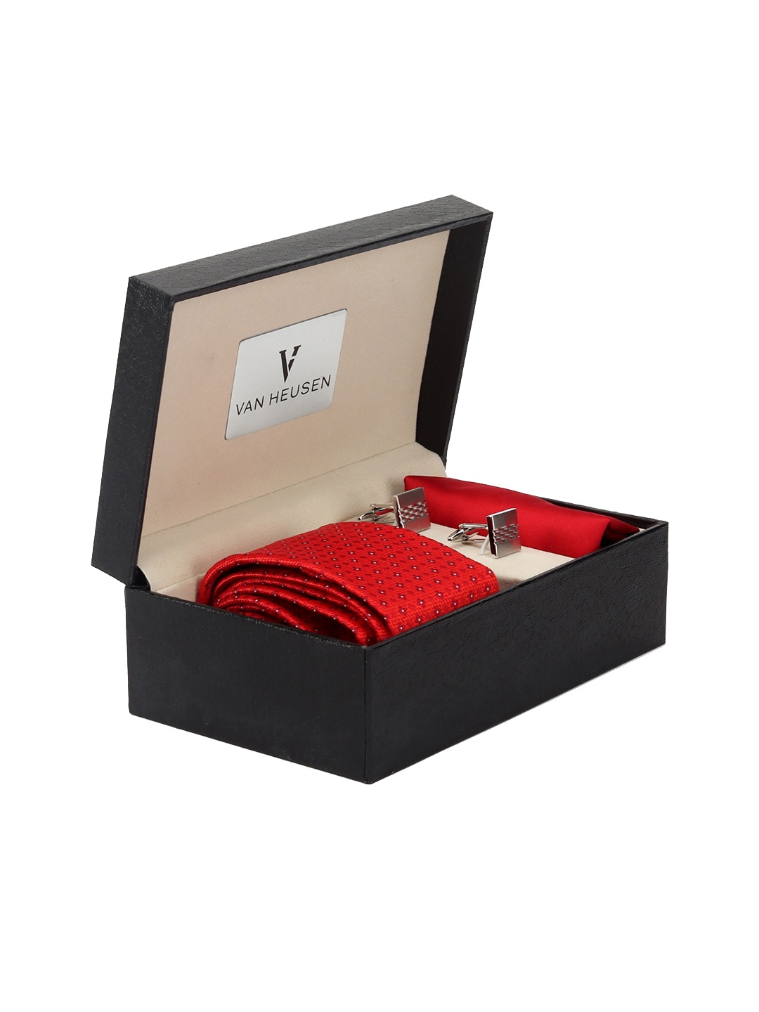 

Van Heusen Men Tie Pocket Square And Cufflink Accessory Gift Set, Red