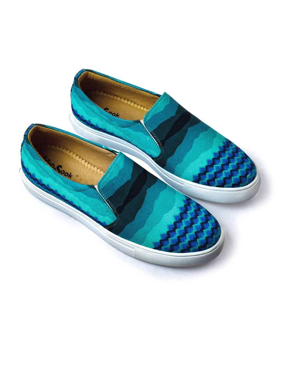 

KobSook Men Printed Canvas Slip-On Sneakers, Blue