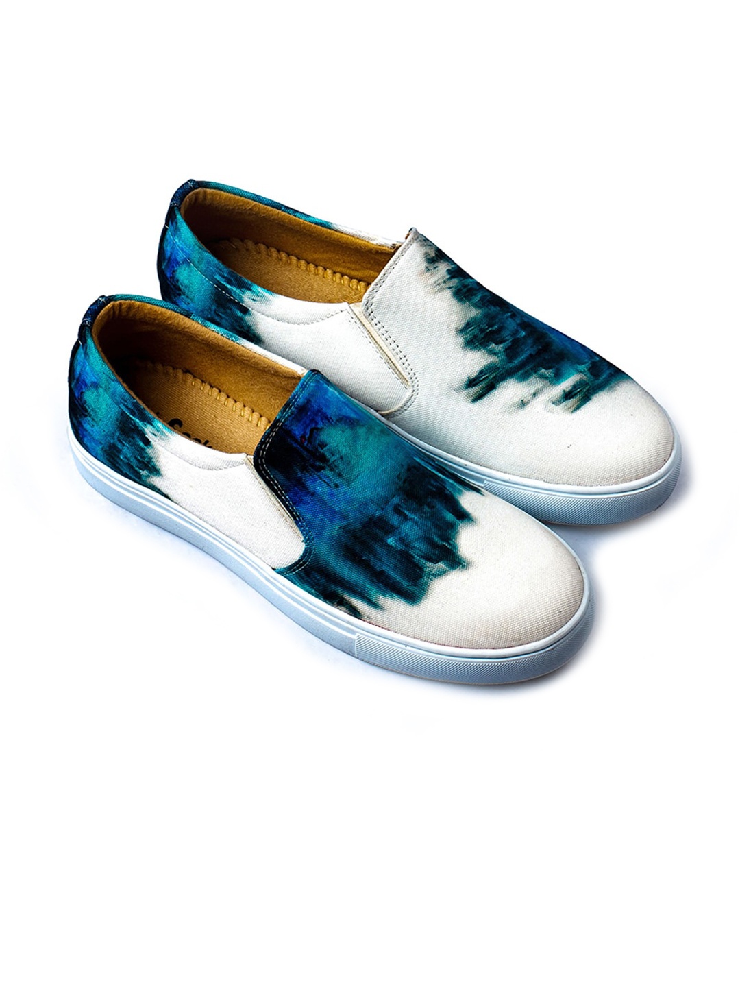 

KobSook Men Printed Canvas Slip-On Sneakers, White