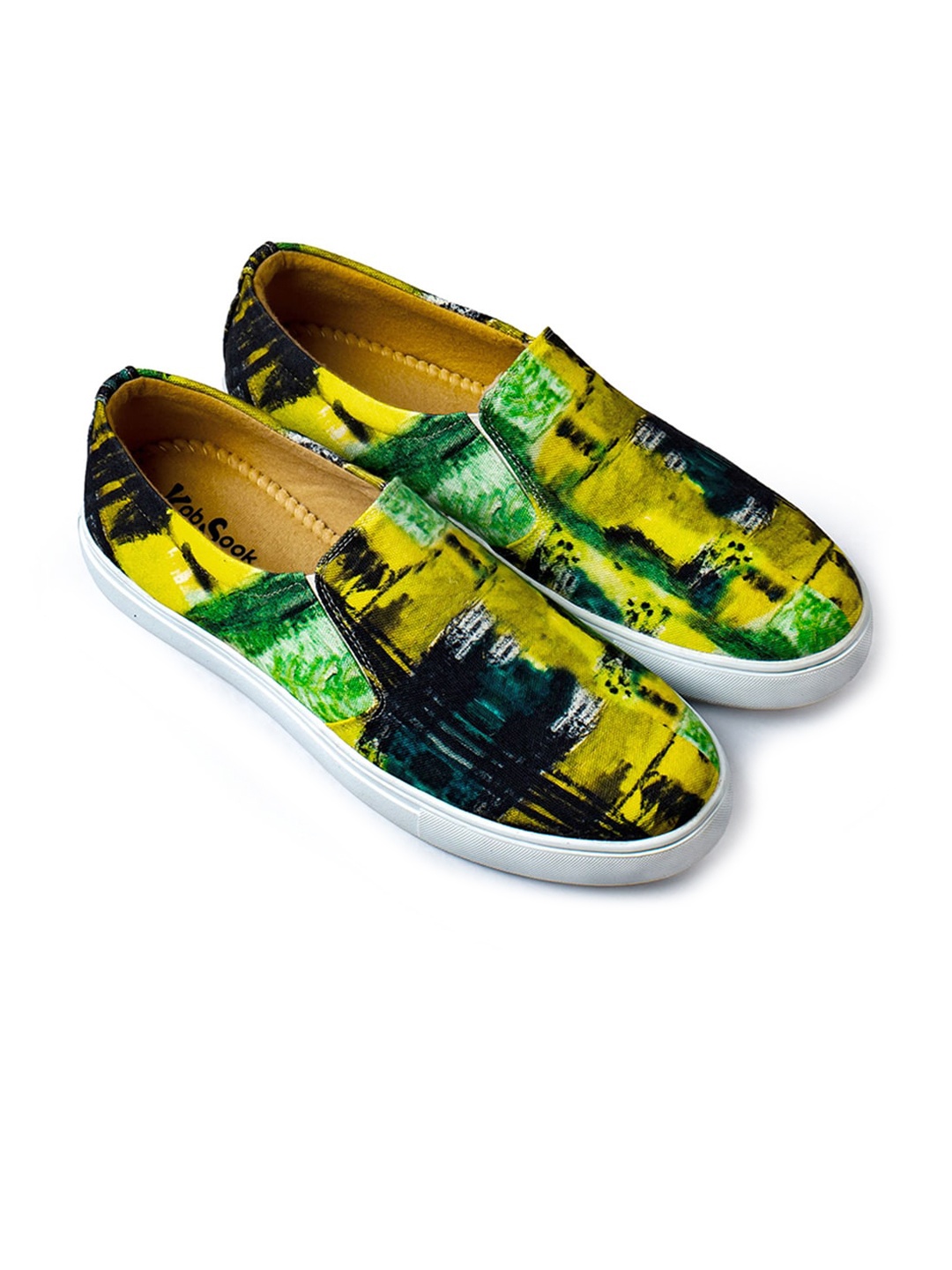 

KobSook Men Printed Slip-On Loafers, Yellow