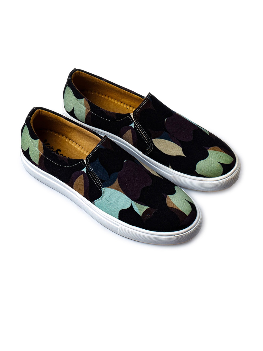 

KobSook Men Printed Canvas Slip-On Sneakers, Black