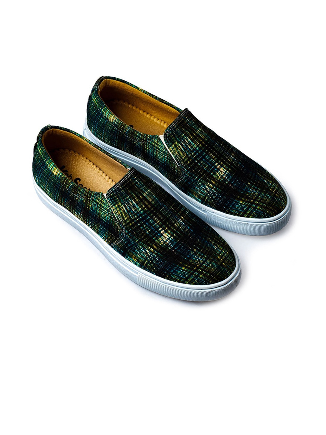 

KobSook Men Printed Comfort Insole Canvas Contrast Sole Slip-On Sneakers, Multi