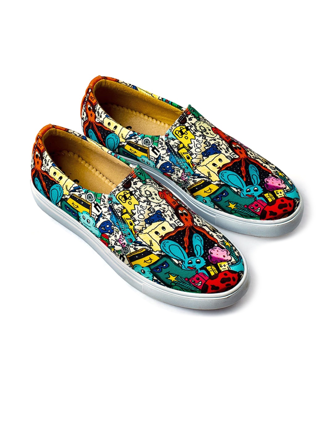 

KobSook Men Printed Canvas Slip-On Sneakers, Blue