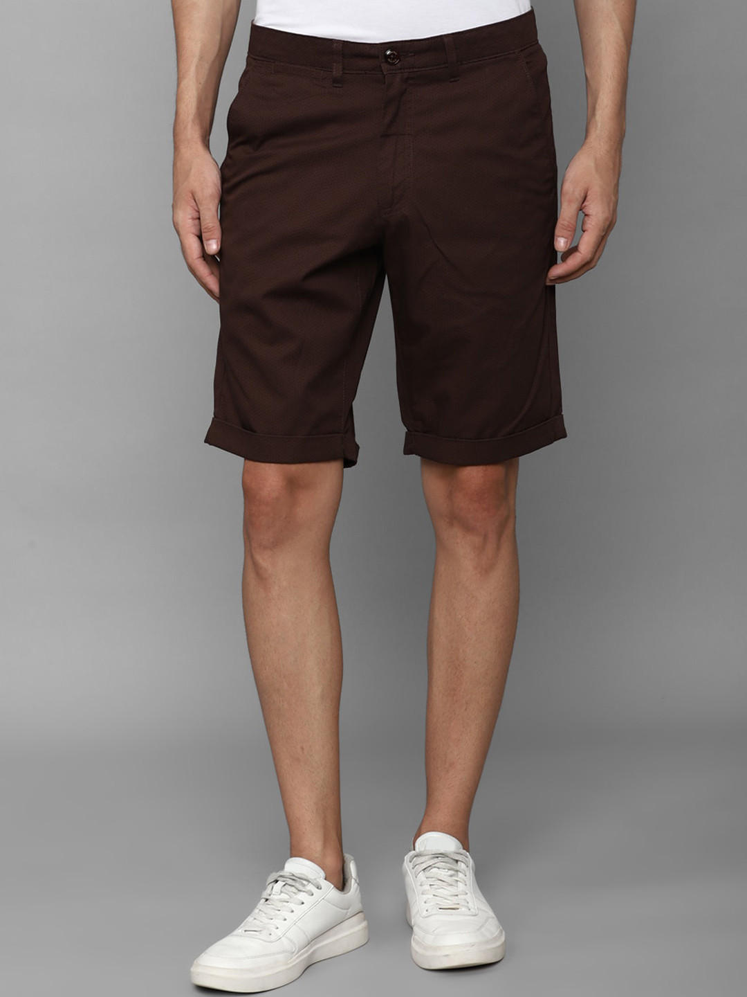 

Allen Solly Men Slim Fit Mid-Rise Pure Cotton Regular Shorts, Brown