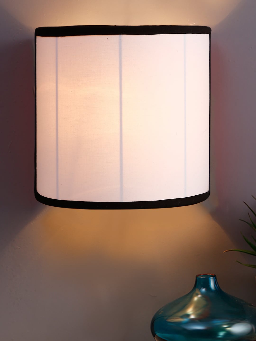 

Devansh White Iron & Cotton Half Square Wall Mounted Lamp
