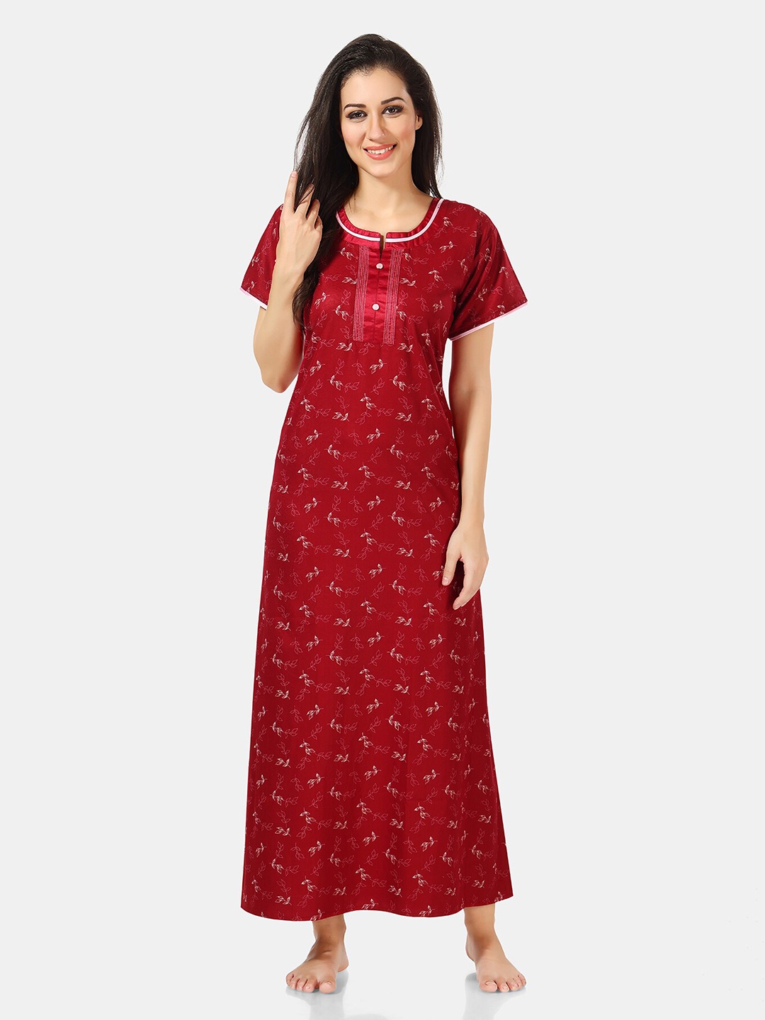 

Be You Printed Maxi Nightdress, Maroon